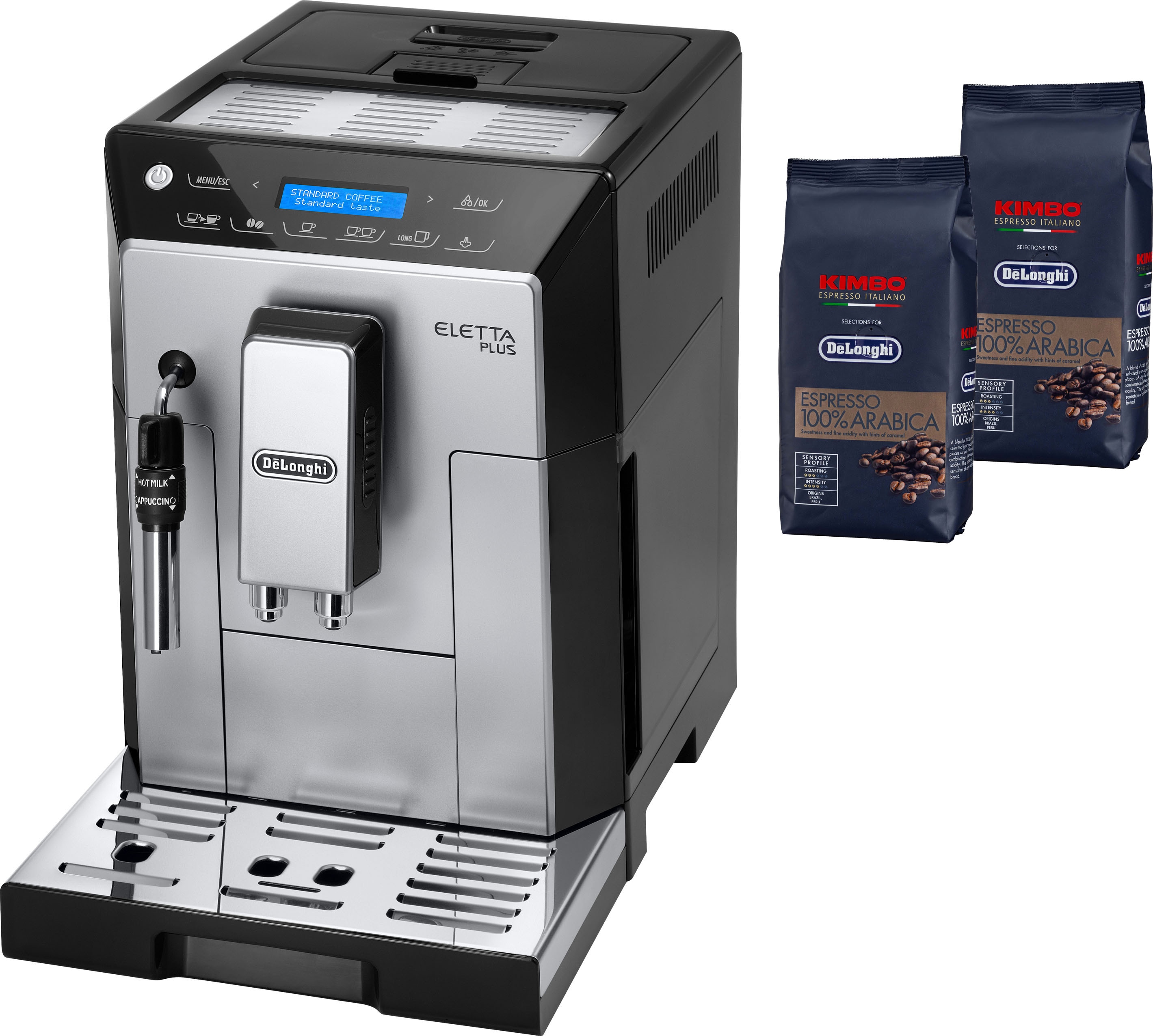 De'Longhi Kaffeevollautomat Eletta Plus ECAM 44.628.S, 1,9l Tank, Kegelmahlwerk
