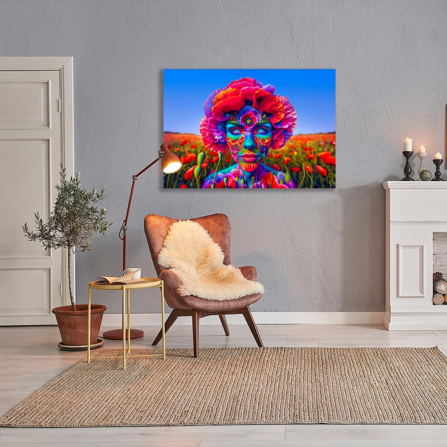 queence Acrylglasbild »Mohn-Zeit«, Fantasy-Frau-Blumen-Blumenbilder-Mann, ( günstig online kaufen