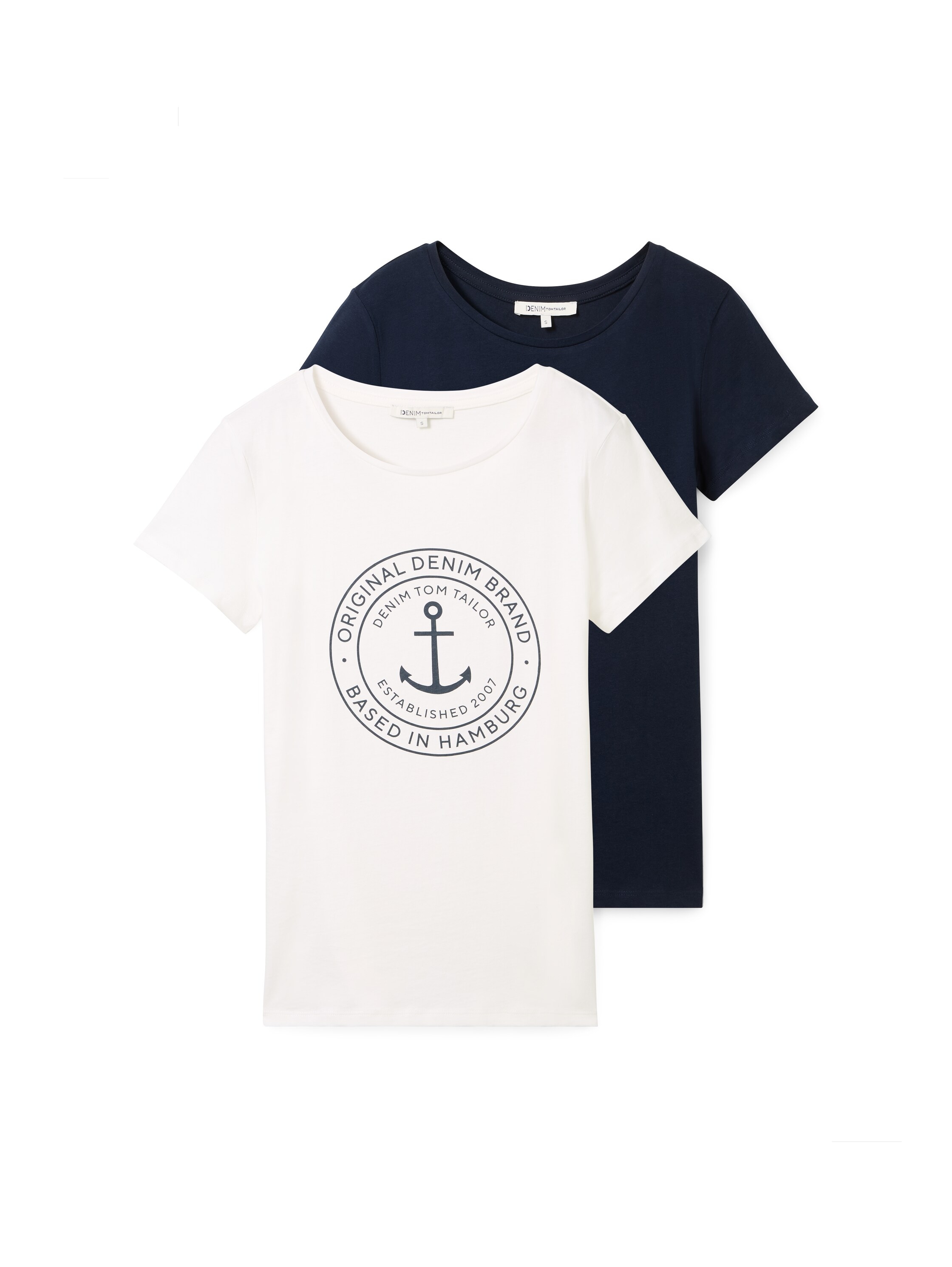 TOM TAILOR Denim T-Shirt, (Packung, 2 tlg.), Doppelpack mit Logo-Print