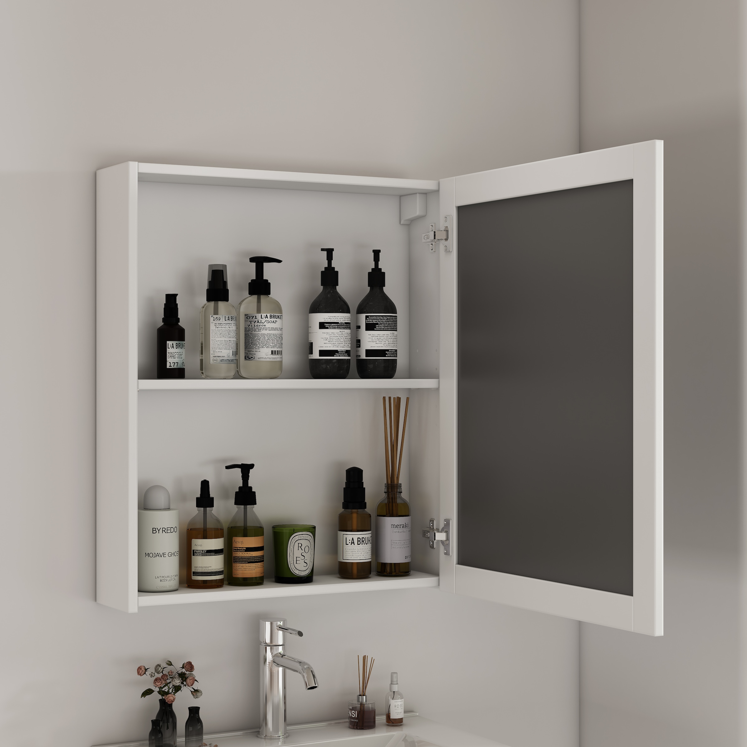 welltime Spiegelschrank »AMSTERDAM« platzsparender Spiegelschrank mit individuell verstellbarem Regalboden
