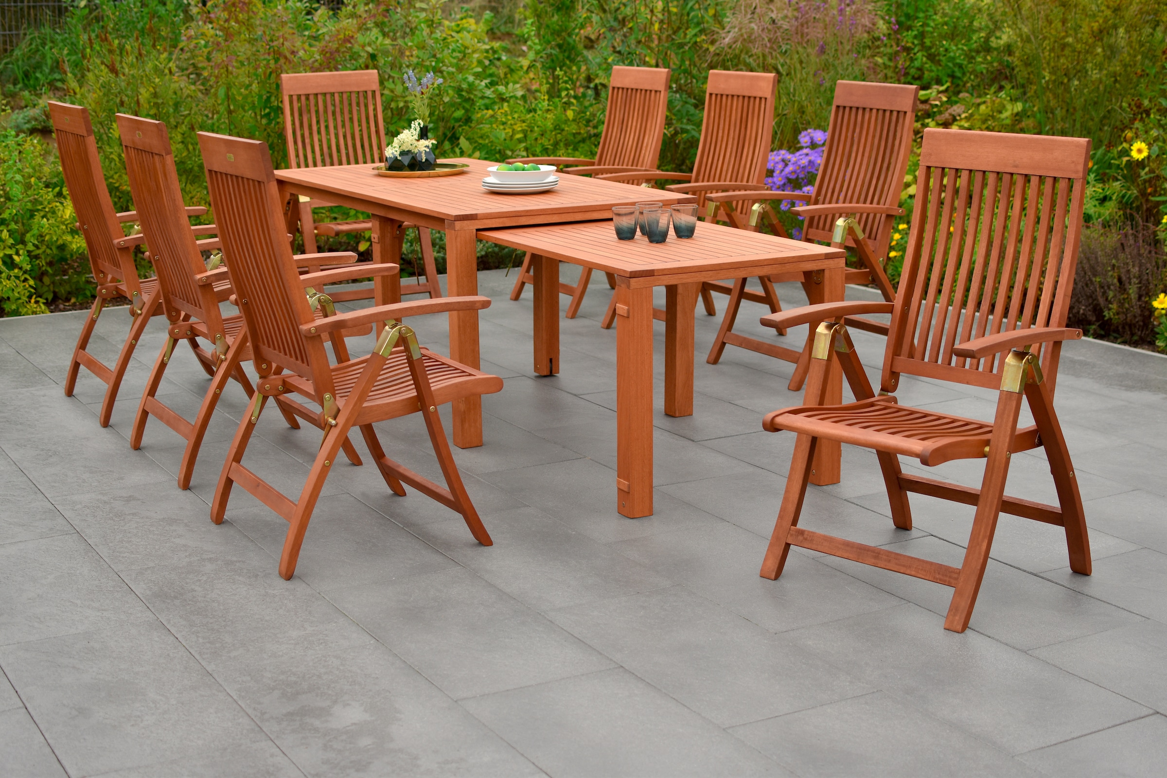 MERXX Garten-Essgruppe »Comodoro« Set, 9 Stk. tlg. 8 Klappsessel, 5-fach ve günstig online kaufen