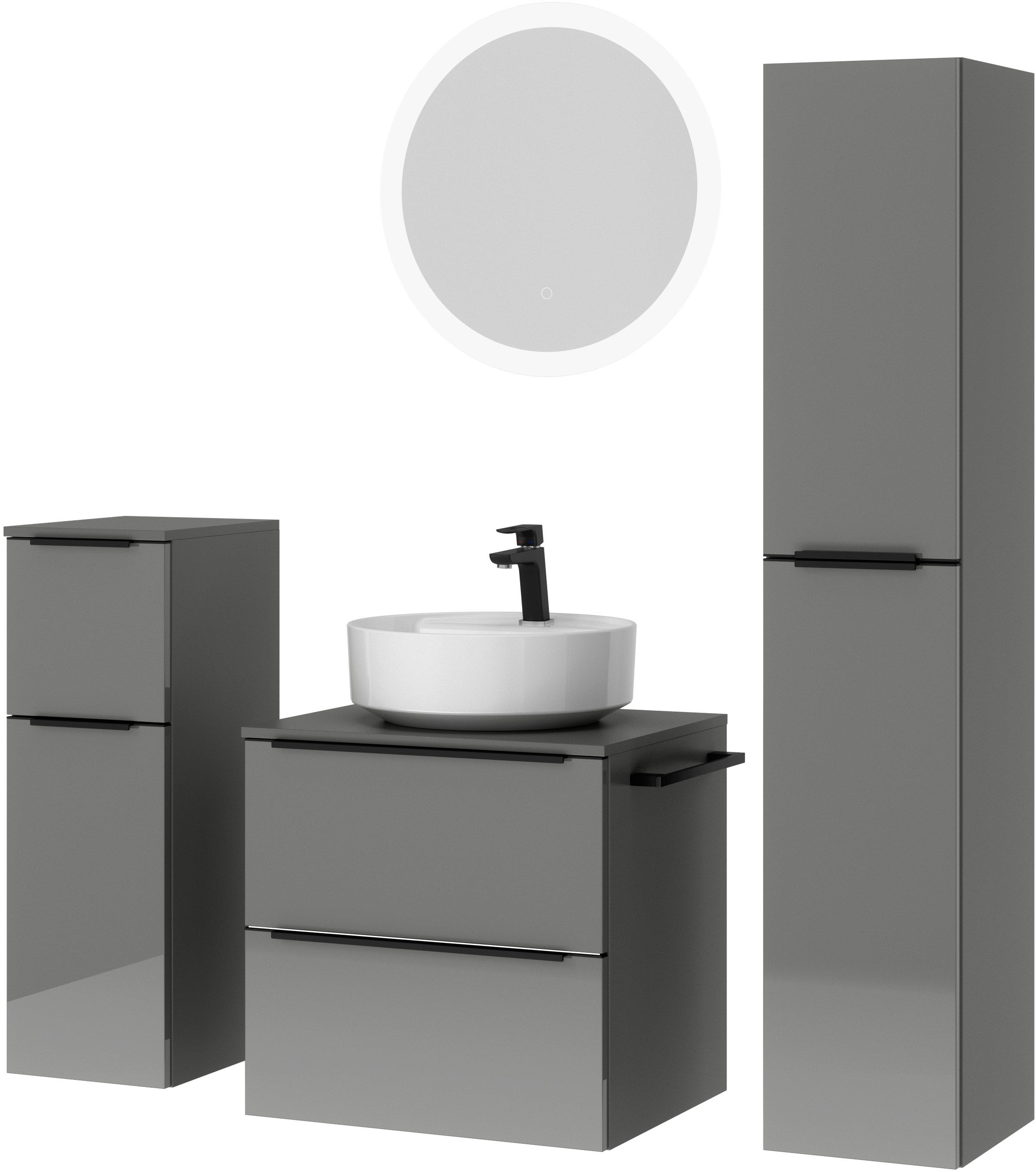 nobilia® Badmöbel-Set »Alvene«, (4 St., vormontiert, mit Soft-Close), Hochg günstig online kaufen