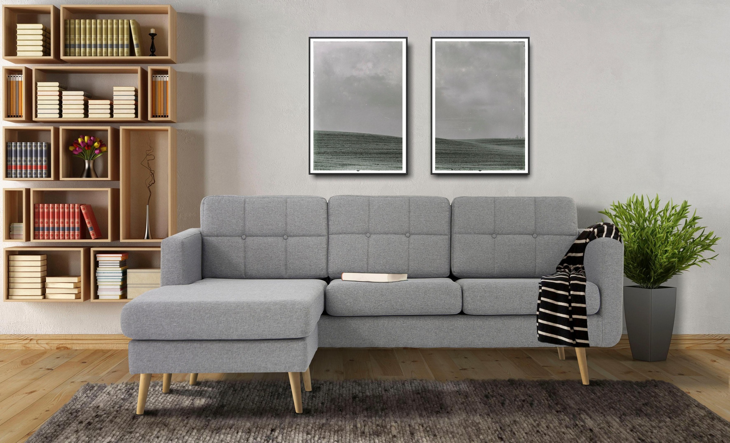 Home affaire Ecksofa »Brest L-Form«, mit Knopfheftung und Steppung im Rücken, geradliniges Design