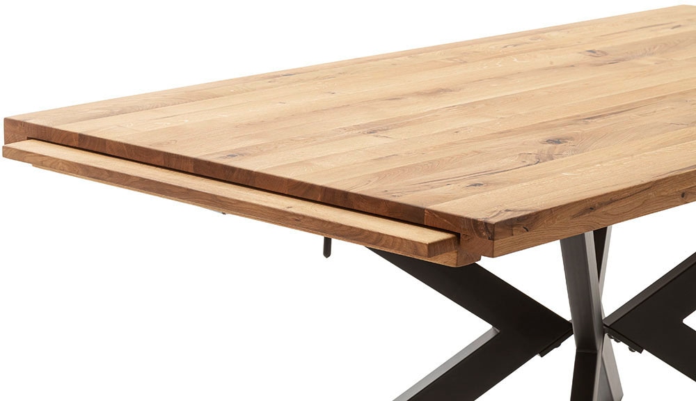 MCA furniture Esstisch »BARLETTA Auszugtisch 180-280 cm«, (Einzelstück), massiv,durchgehende Lamelle,aufgedoppelt,Metall,Tischplatte 5,0 cm
