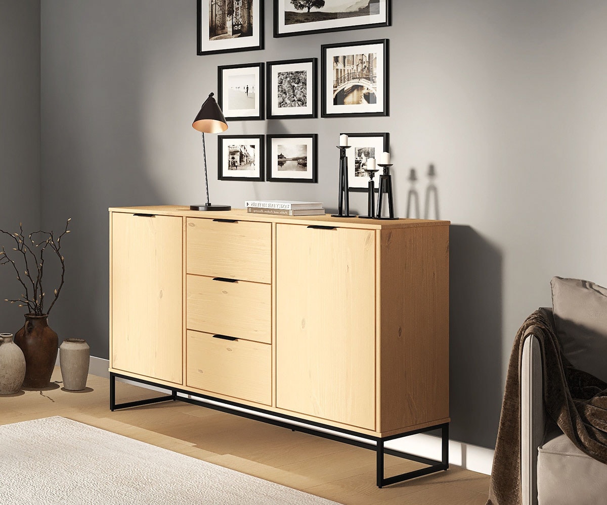 Inter Link Sideboard »Sideboard Vivo« 1 Stk. tlg. Kiefer Massiv, soft-close, Industrial Style, BxTxH: 150 x 45 x 80 cm