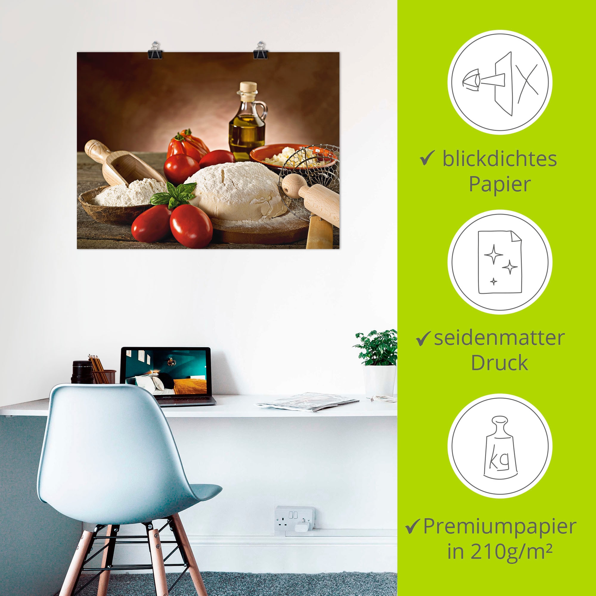 Artland Wandbild »Teig für Pizza« Lebensmittel 1 Stk. tlg. als Alubild, Leinwandbild, Poster in verschied. Größen