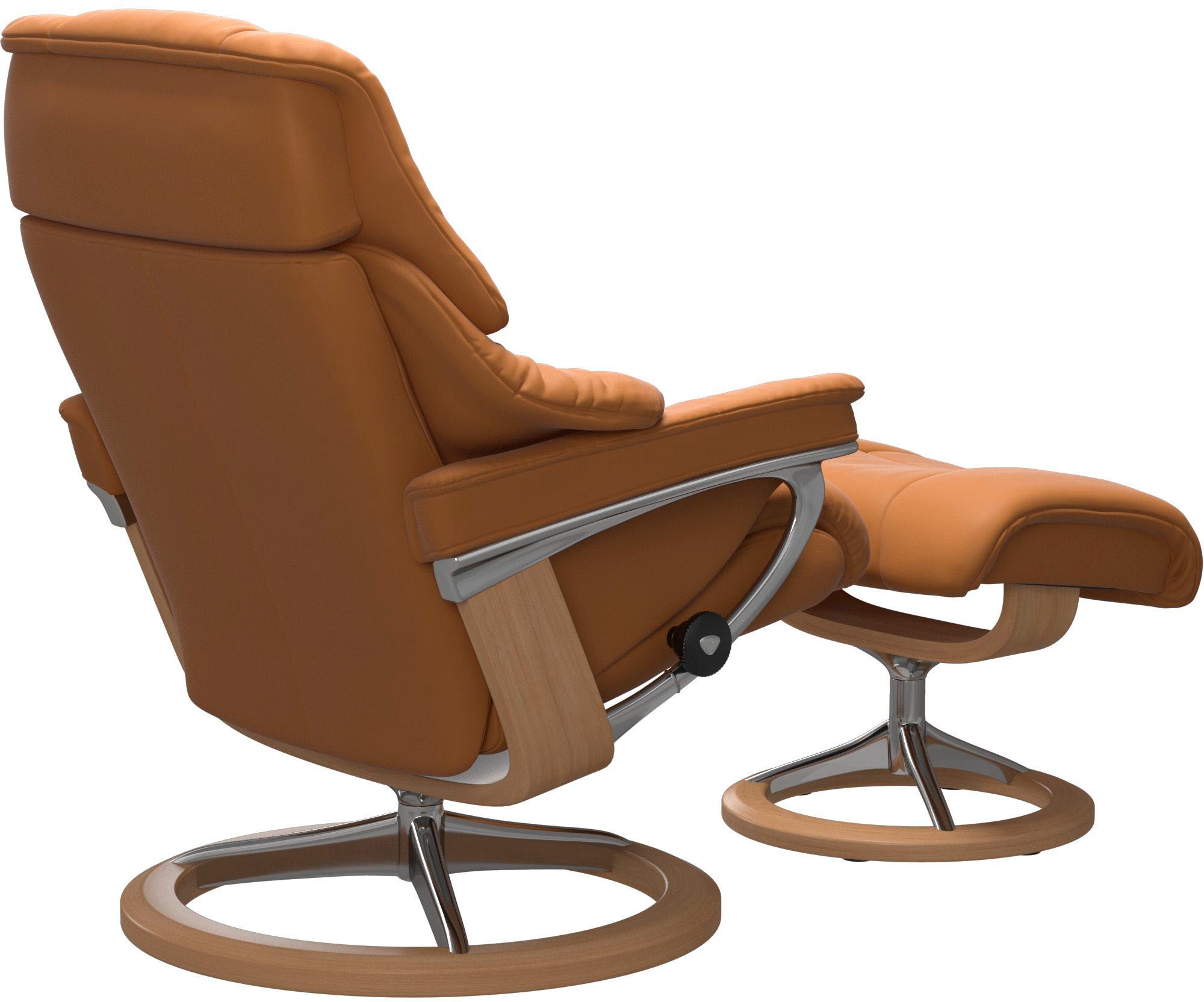 Stressless® Relaxsessel »Reno«, (Set, Relaxsessel mit Hocker), mit Hocker, mit Signature Base, Größe S, M & L, Gestell Eiche