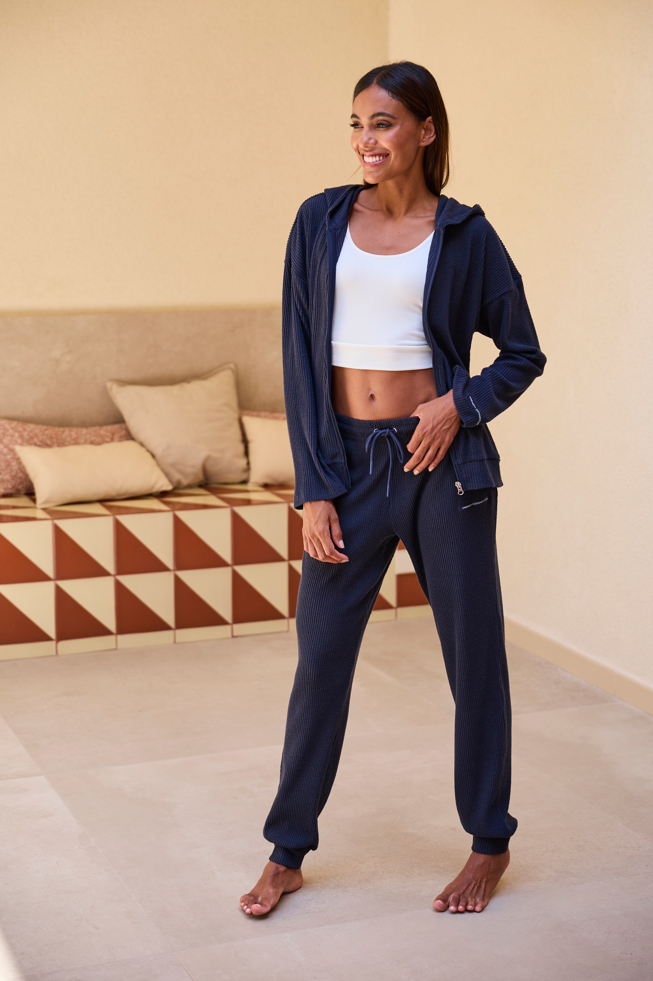 French Connection Sweatjacke, weiche Rippstruktur, Loungewear