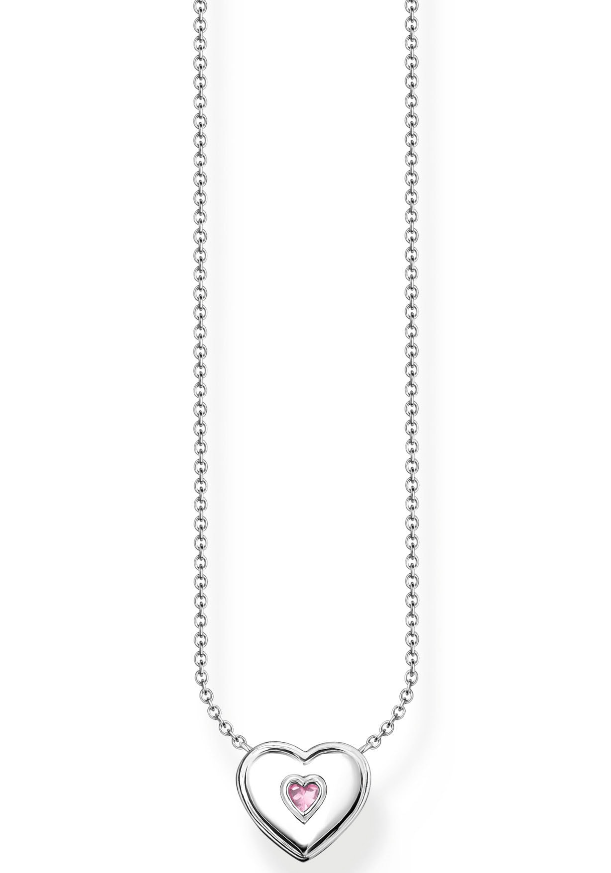 THOMAS SABO Kette mit Anhänger »Herz mit pinkem Stein, KE2184-041-9-L45V«, mit Zirkonia (synth.)
