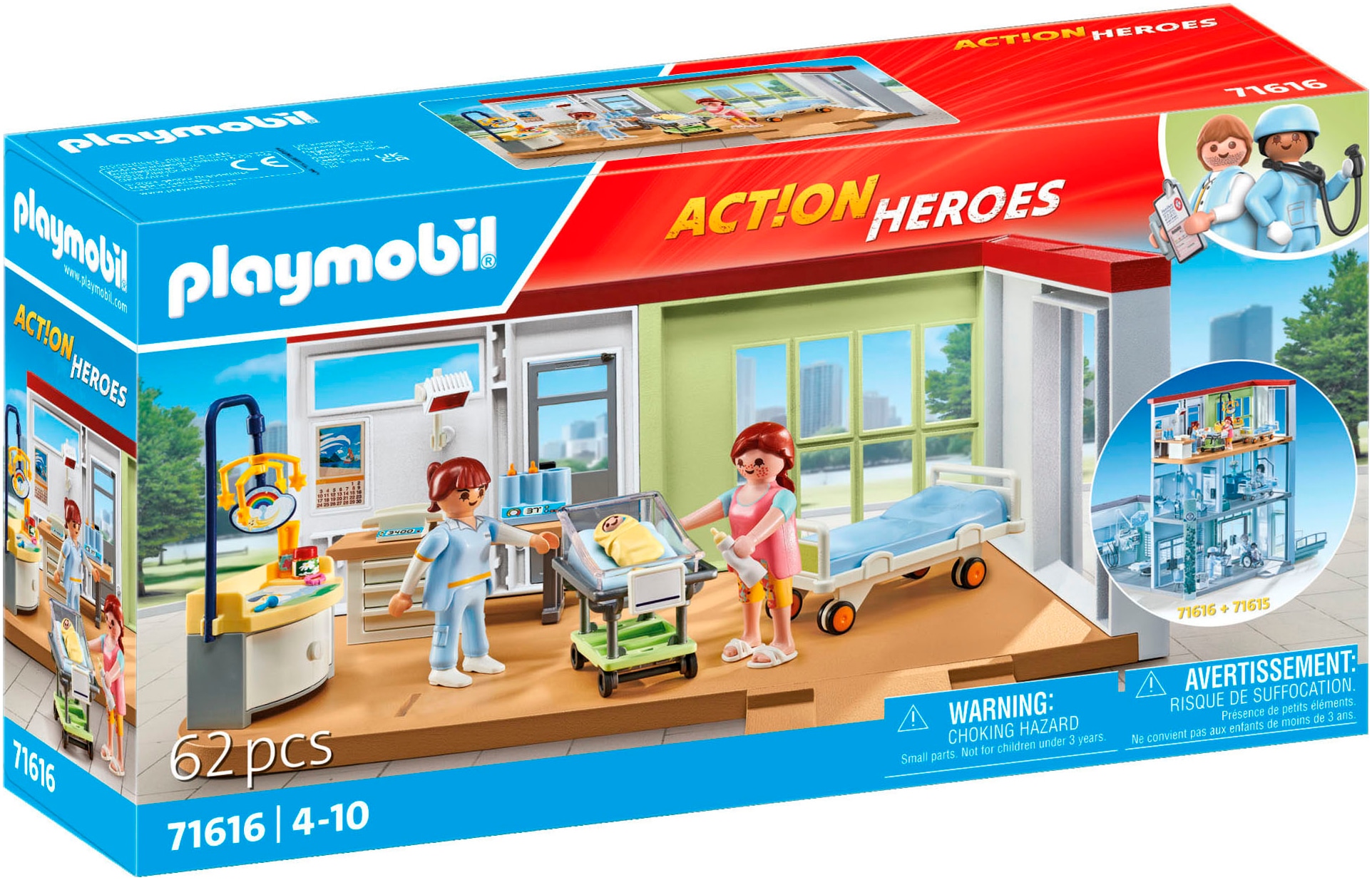 Playmobil® Konstruktions-Spielset »Entbindungsstation (71616), Action Heroes«, (62 St.), Made in Europe