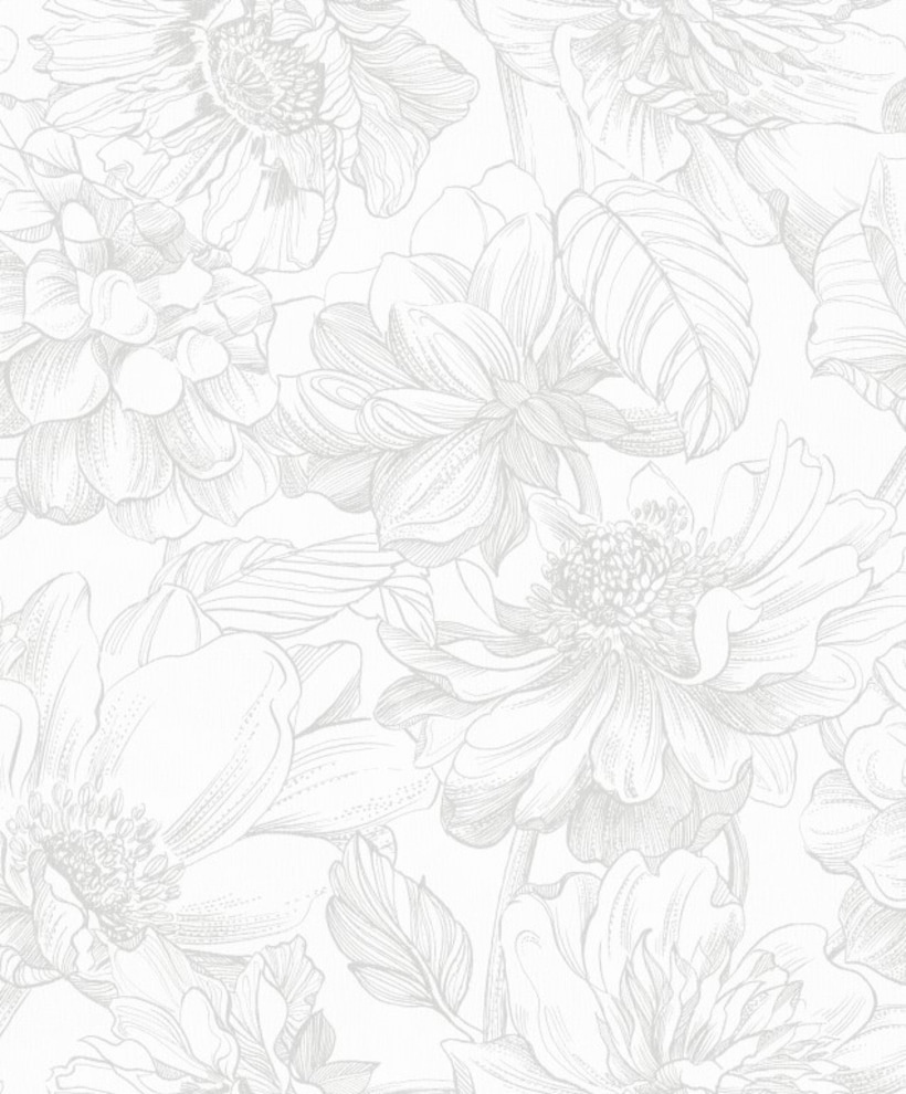 Art for the home Vliestapete »Soft Blush Dahlia« geblümt glatt Grau - 53x10 günstig online kaufen