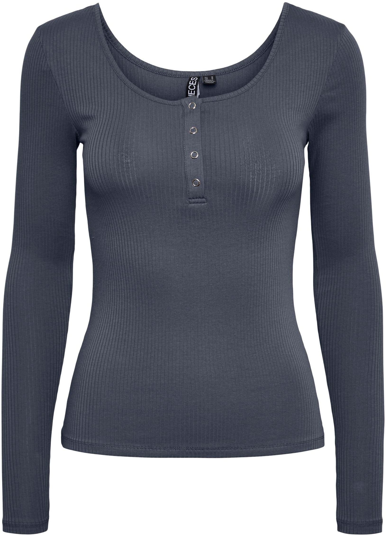 pieces Langarmshirt »PCKITTE LS TOP NOOS BC« Baumwollmischung, slim fit
