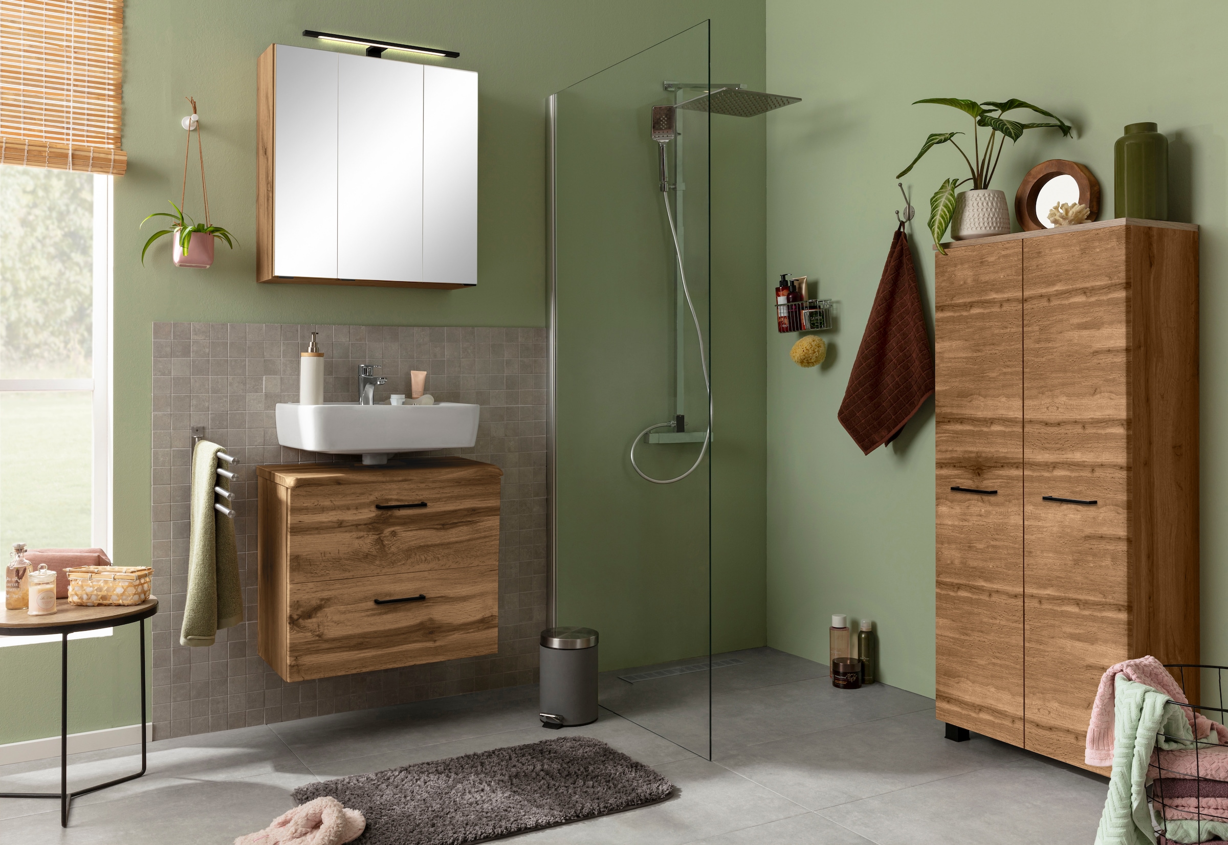 welltime Waschbeckenunterschrank »Trento, verschiedene Ausführungen und Farben«, Badmöbel, Breite 60 cm, Beckenunterschrank auf Füßen, Made in Germany