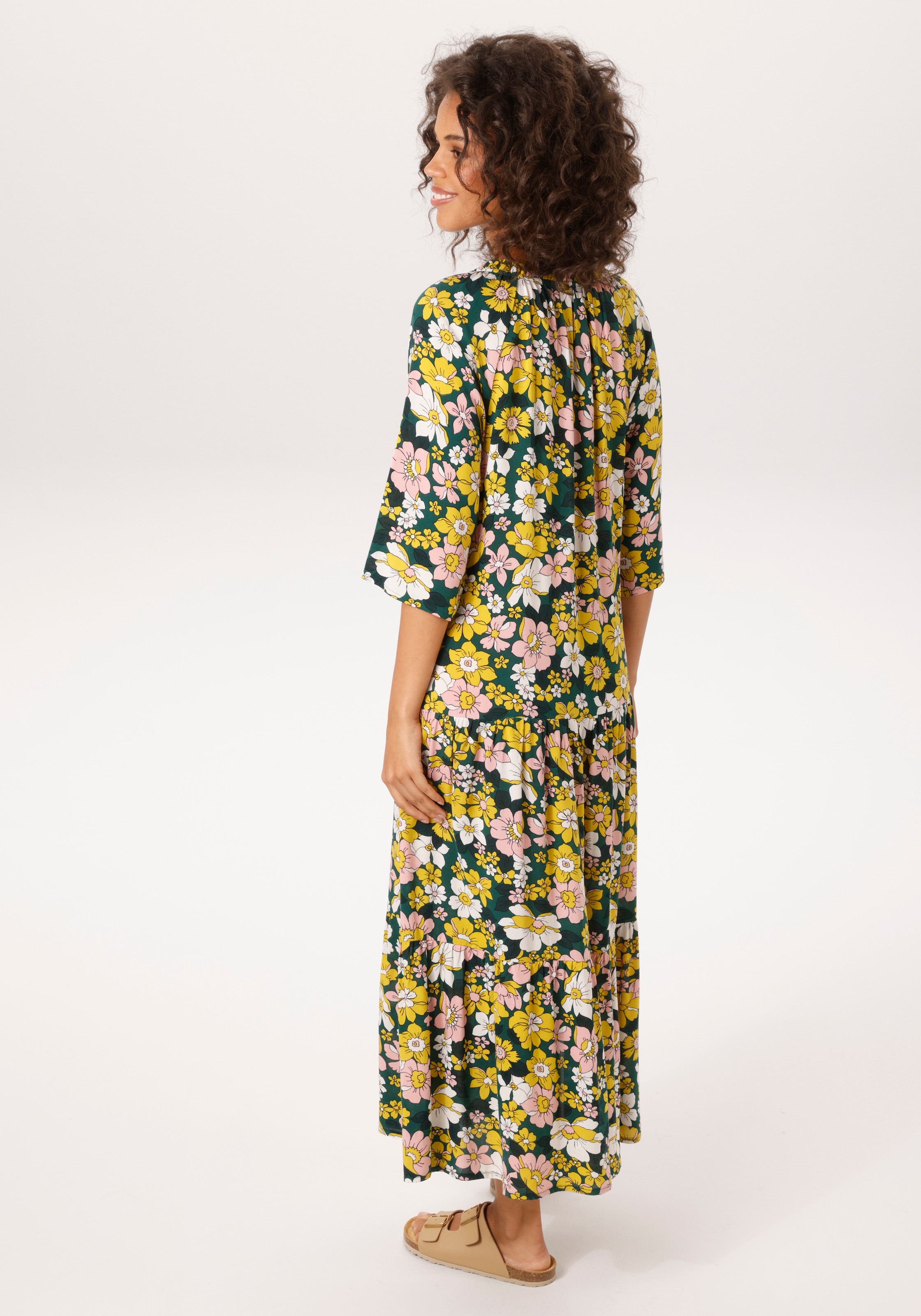 Aniston CASUAL Sommerkleid mit farbenfrohen Blütendruck - jedes Teil ein Unikat
