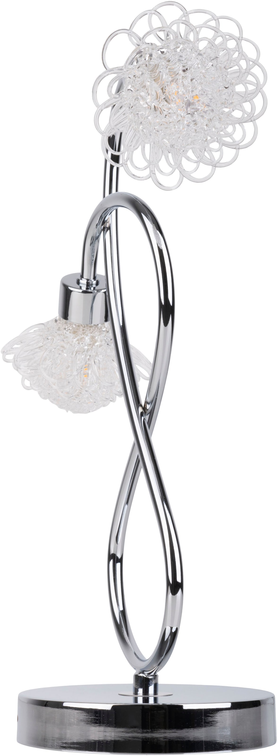 näve LED Tischleuchte »Flower«, 2 flammig, Leuchtmittel G9 | LED wechselbar, klare blütenförmige Schirme, 2flg., G9 LED Leuchtmittel, chromfarben