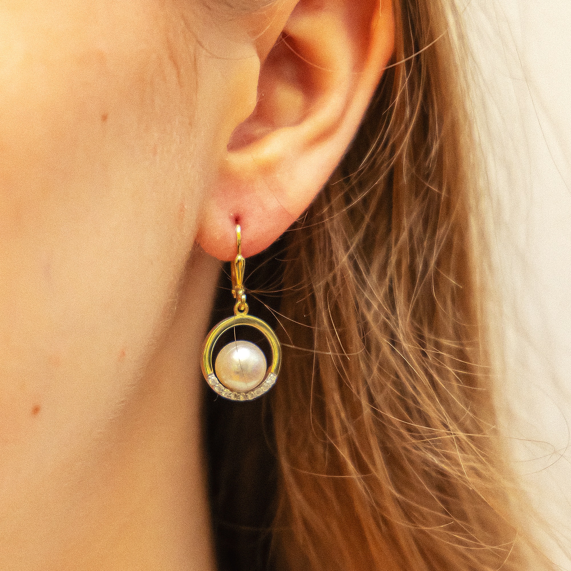 Fascination by Ellen K. Paar Ohrhänger »Gold 375 Perle weiß 8-8,5mm Zirkonia weiß«