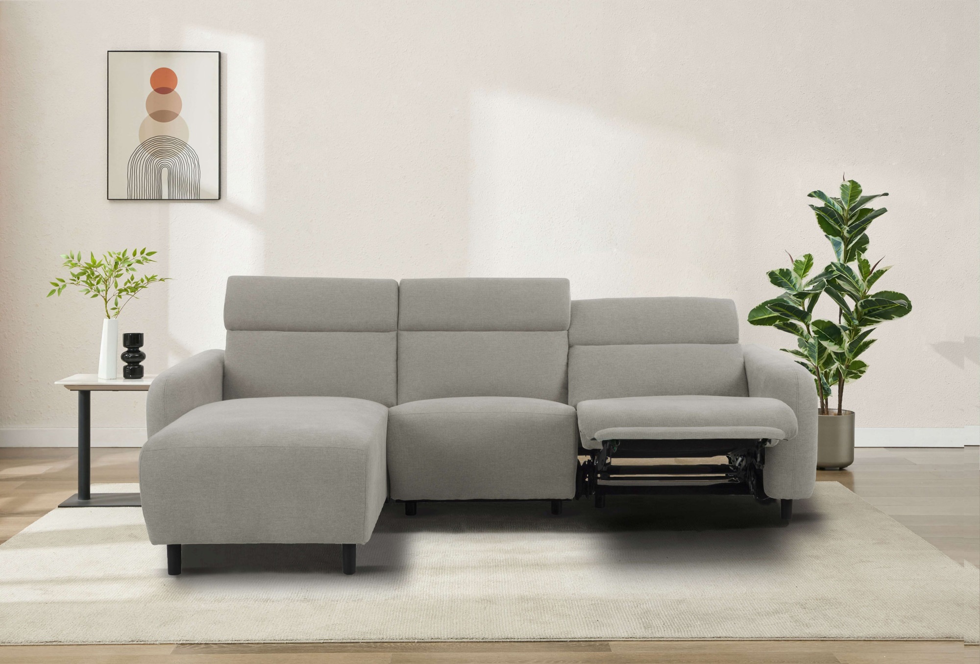 Home affaire Ecksofa »SKAANE Struktur, L-Form, 274 cm, manuelle u. elektris günstig online kaufen