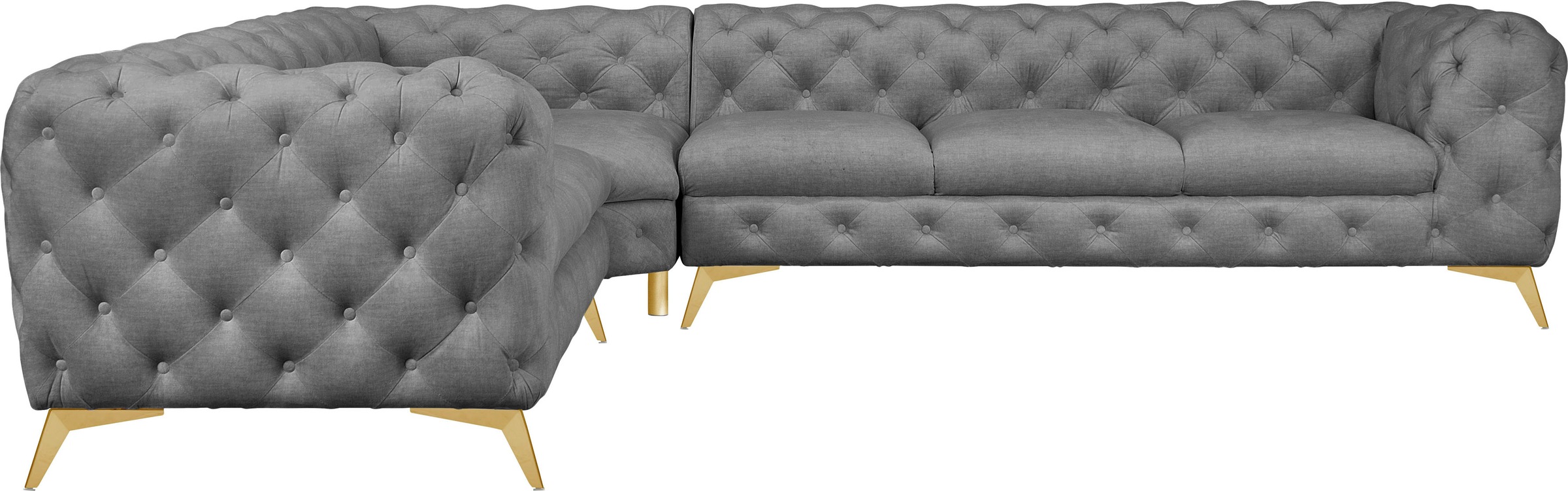 Leonique Chesterfield-Sofa »Ecksofa GLYNIS L-Form mit Wellenunterfederung, günstig online kaufen