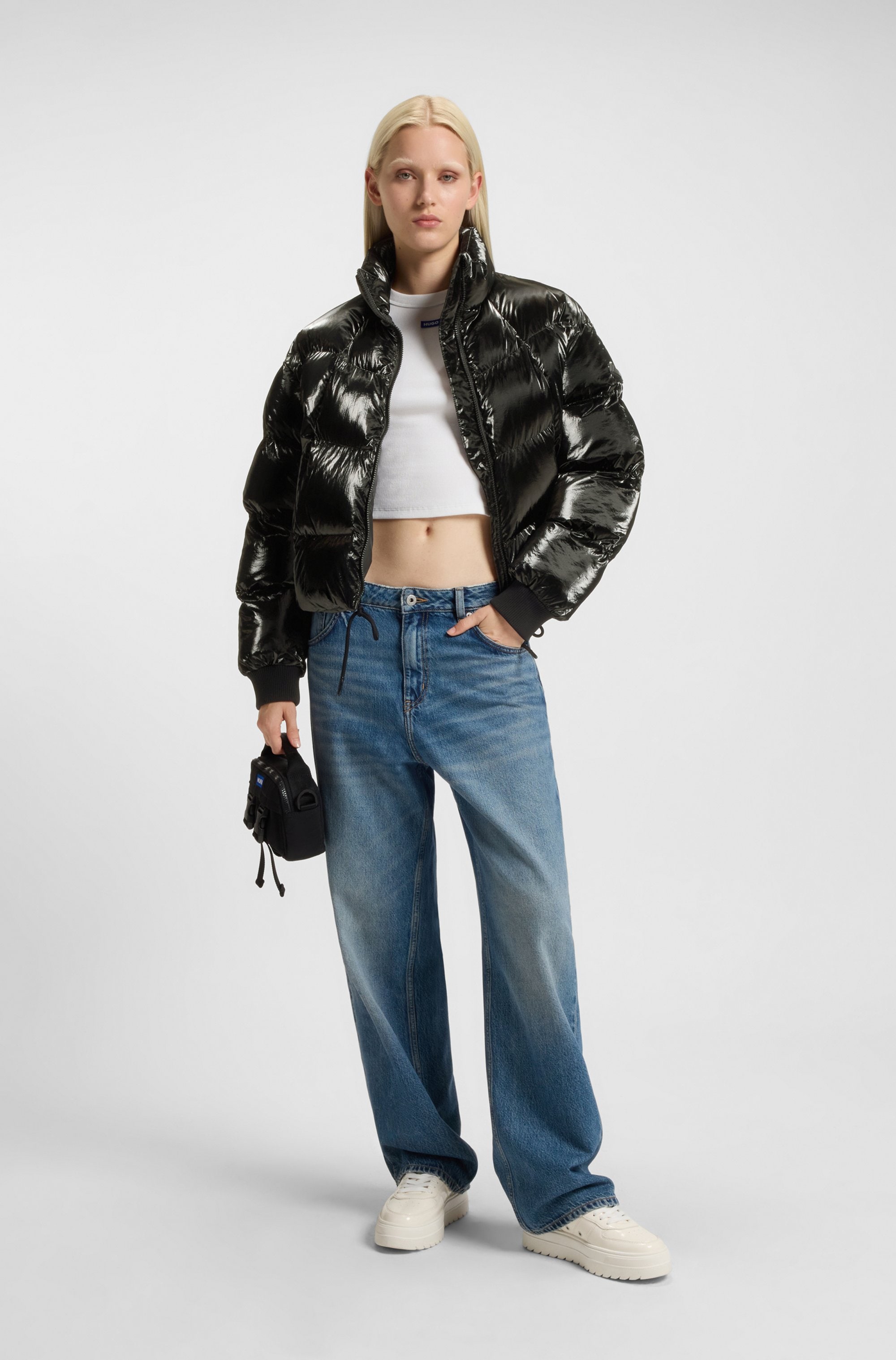 HUGO Blue Steppjacke »Fiorella« in verkürzter Länge, Kordelzug im Saum