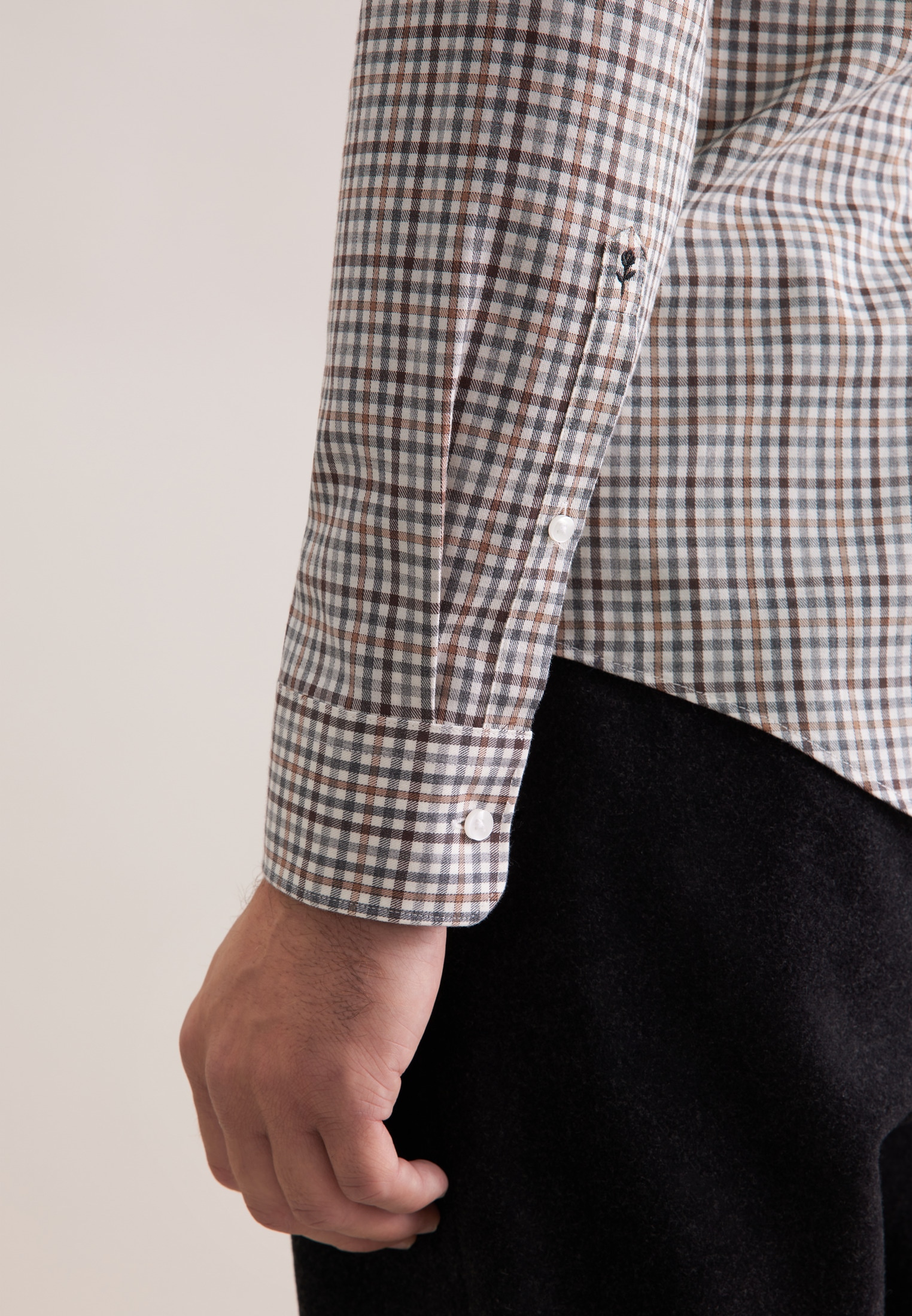seidensticker Flanellhemd »Schwarze Rose«, Slim 1/1 Button-Down-Kragen Karo