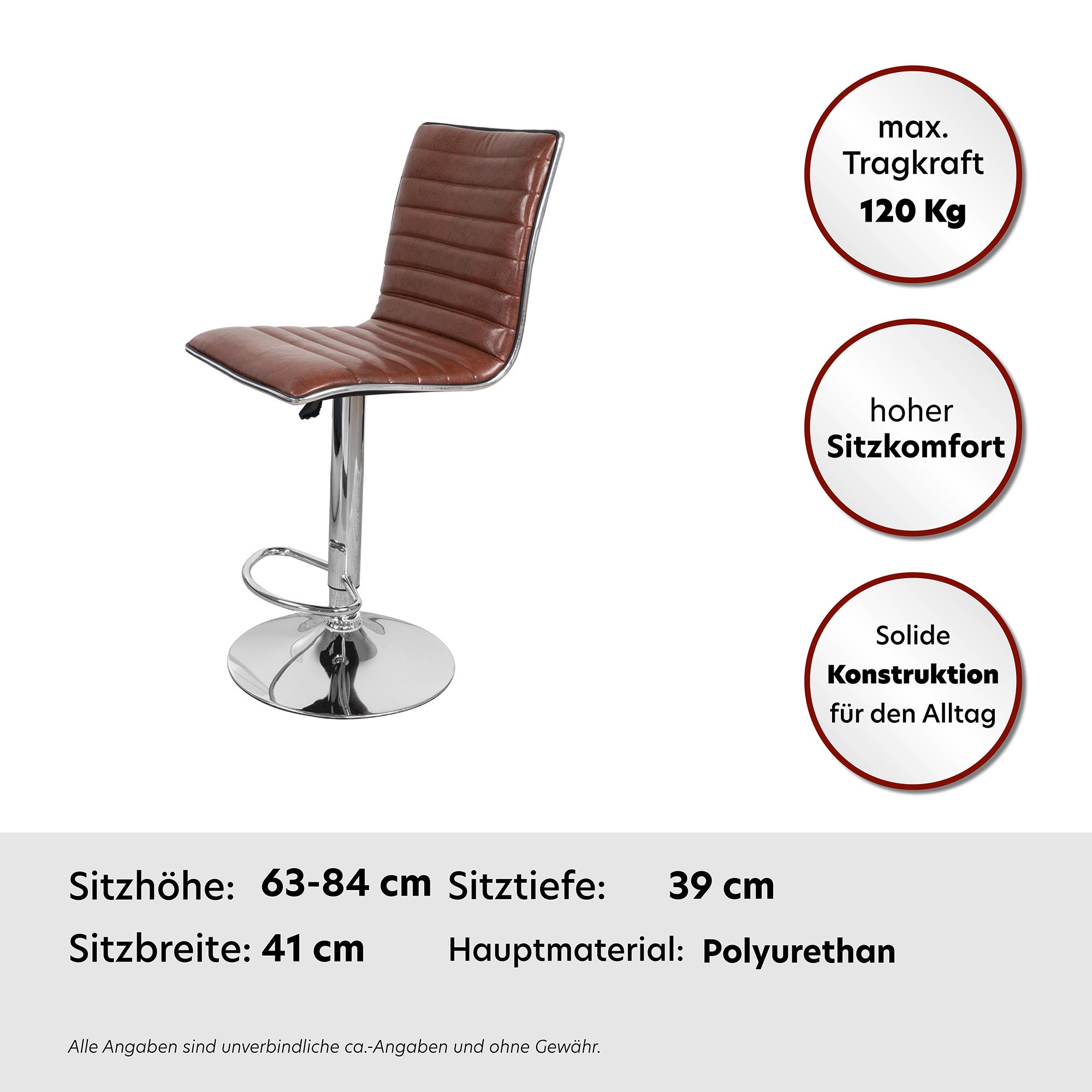 Kayoom Hochstuhl Barstuhl "Midnight 625" 2er-Set, in Leder-Optik,  höhenverstellbar, drehbar