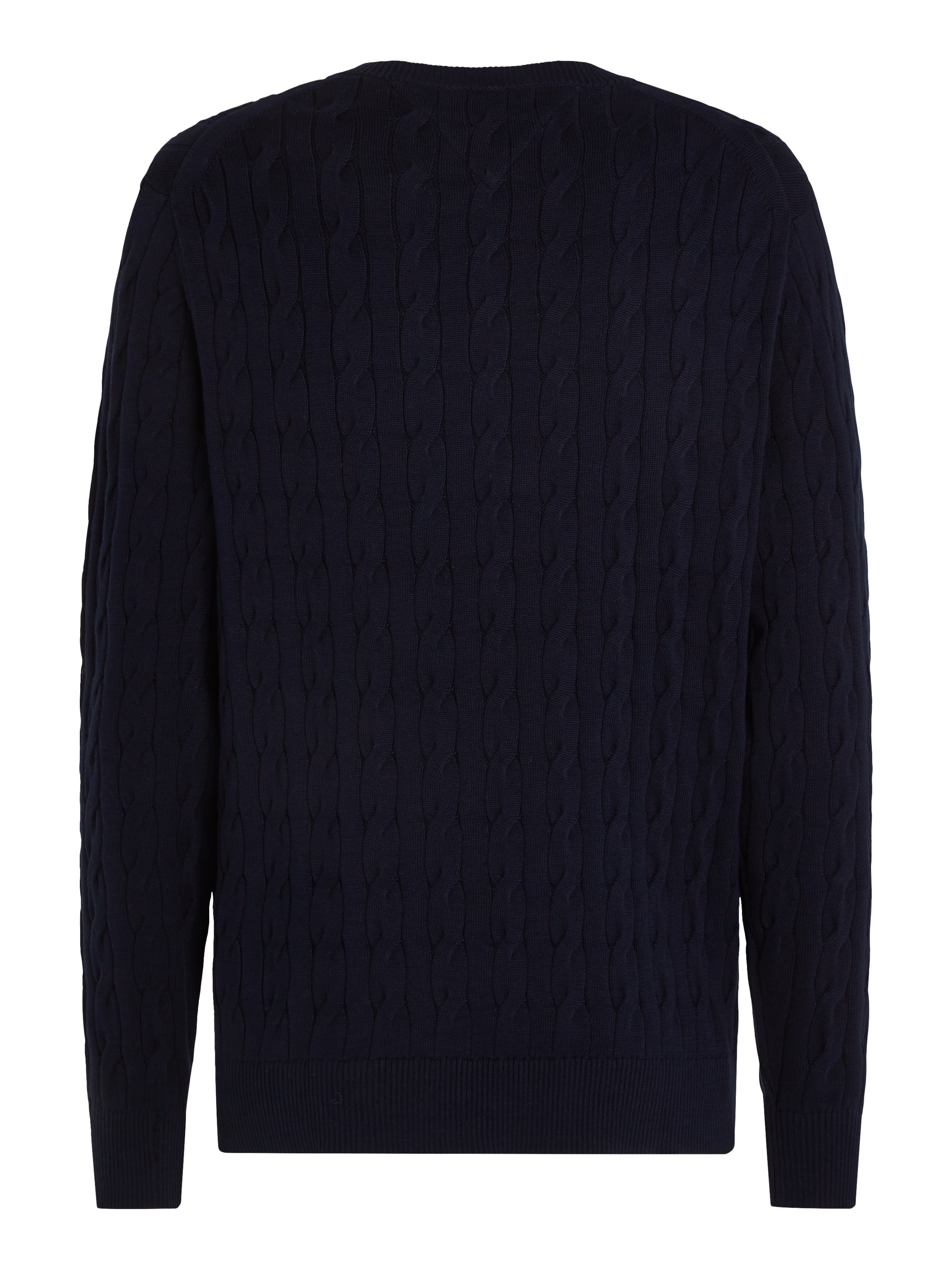 Tommy Hilfiger Strickpullover »CLASSIC CABLE CREW NECK mit Strukturstrick und Flaglabel«, unifarben, casual, regular fit, Baumwolle, Rundhals