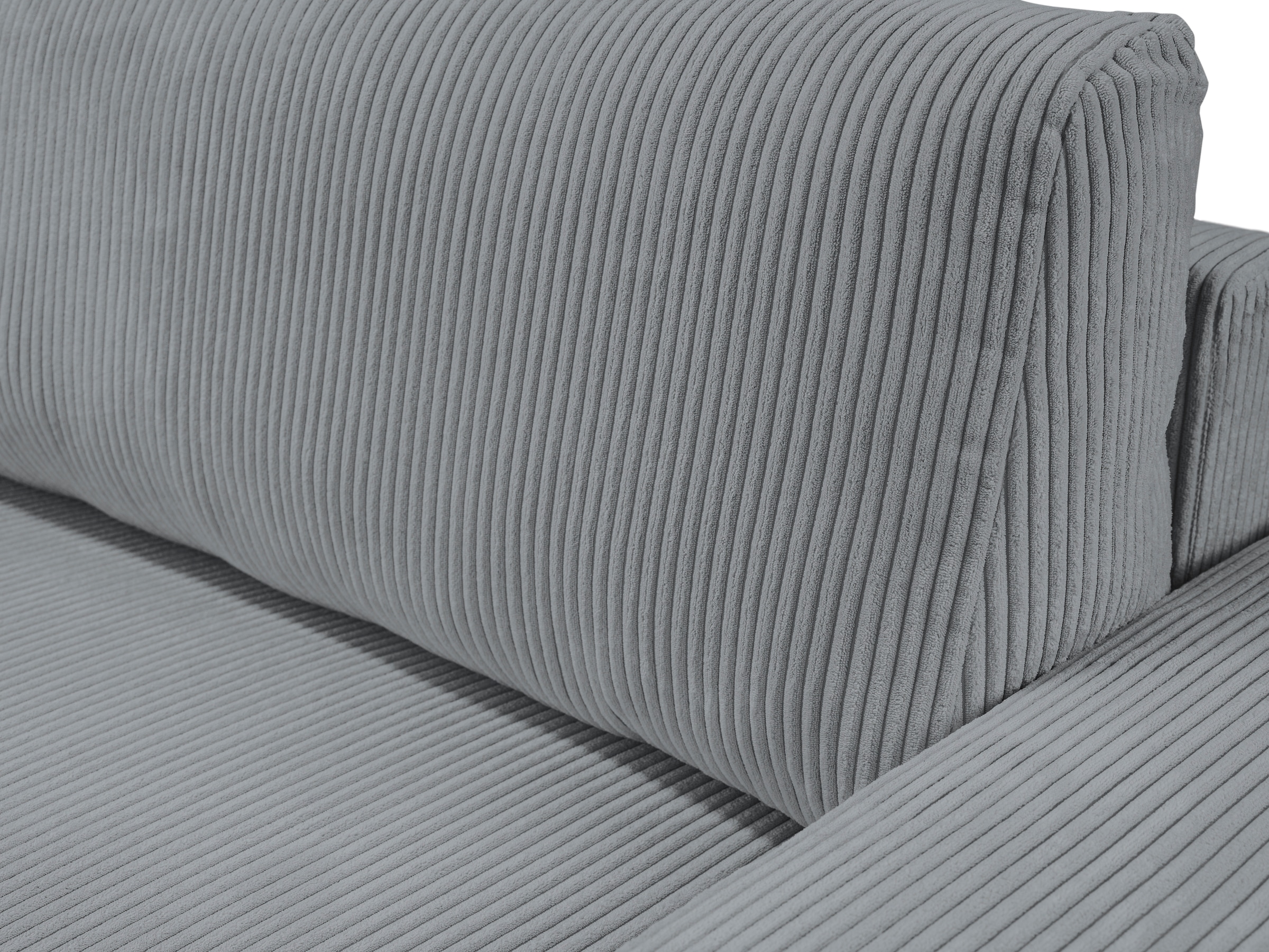 WERK2 Ecksofa »Rotterdam-L, kuschelweicher Cord oder Breitcord, L-Form, Breite 267 cm«, Design Ecksofa mit Schlaffunktion & Bettkasten, Cord, Grau