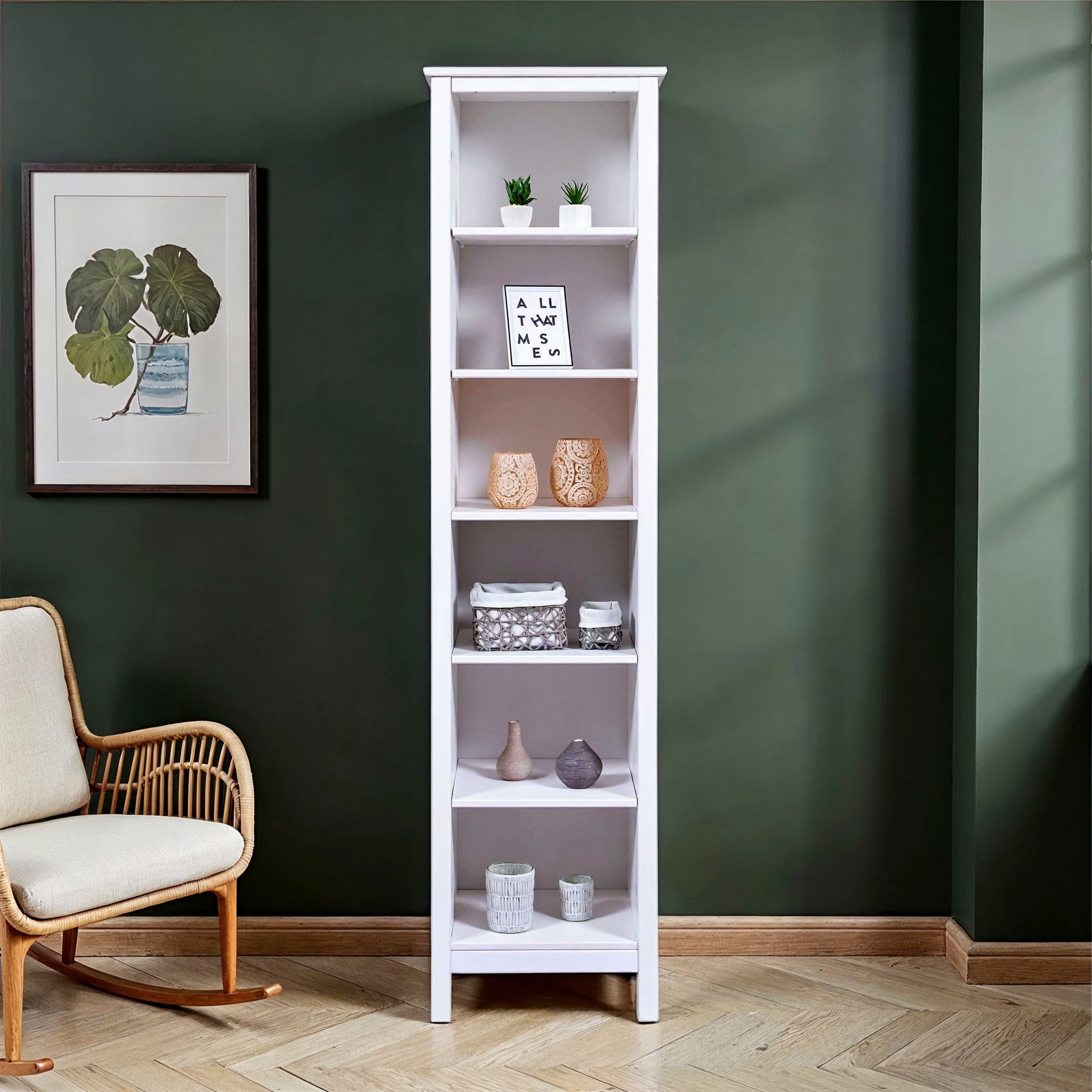 Inter Link Standregal »Pinora, Kiefer Massivholz Weiss, 5 Einlegeböden, 82 x 39,50 x 197 cm« 1 Stk. tlg. Regal im modernem Skandi Look, 2 Größen erhältlich