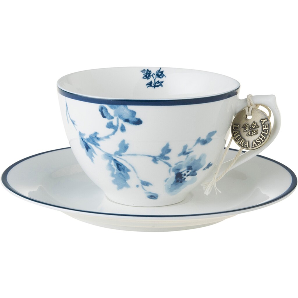 LAURA ASHLEY BLUEPRINT COLLECTABLES Cappuccinotasse »China Rose«, (Set, 8 tlg., 4 Cappuccinotassen und 4 Unterteller)