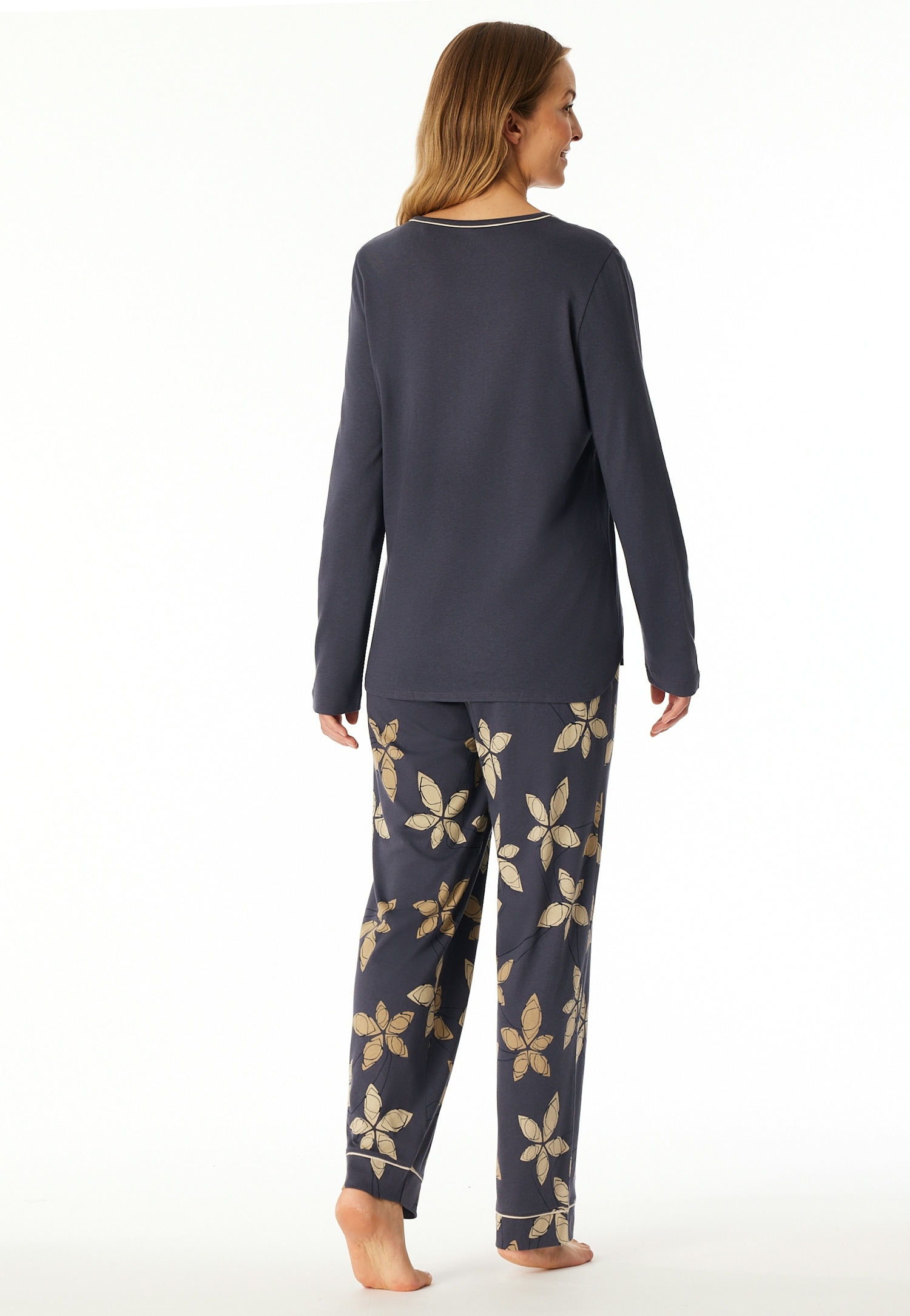 Schiesser Schlafanzug »Comfort Nightwear«, (2 tlg.), Baumwollmischung, Rundhalsausschnitt, langärmelig