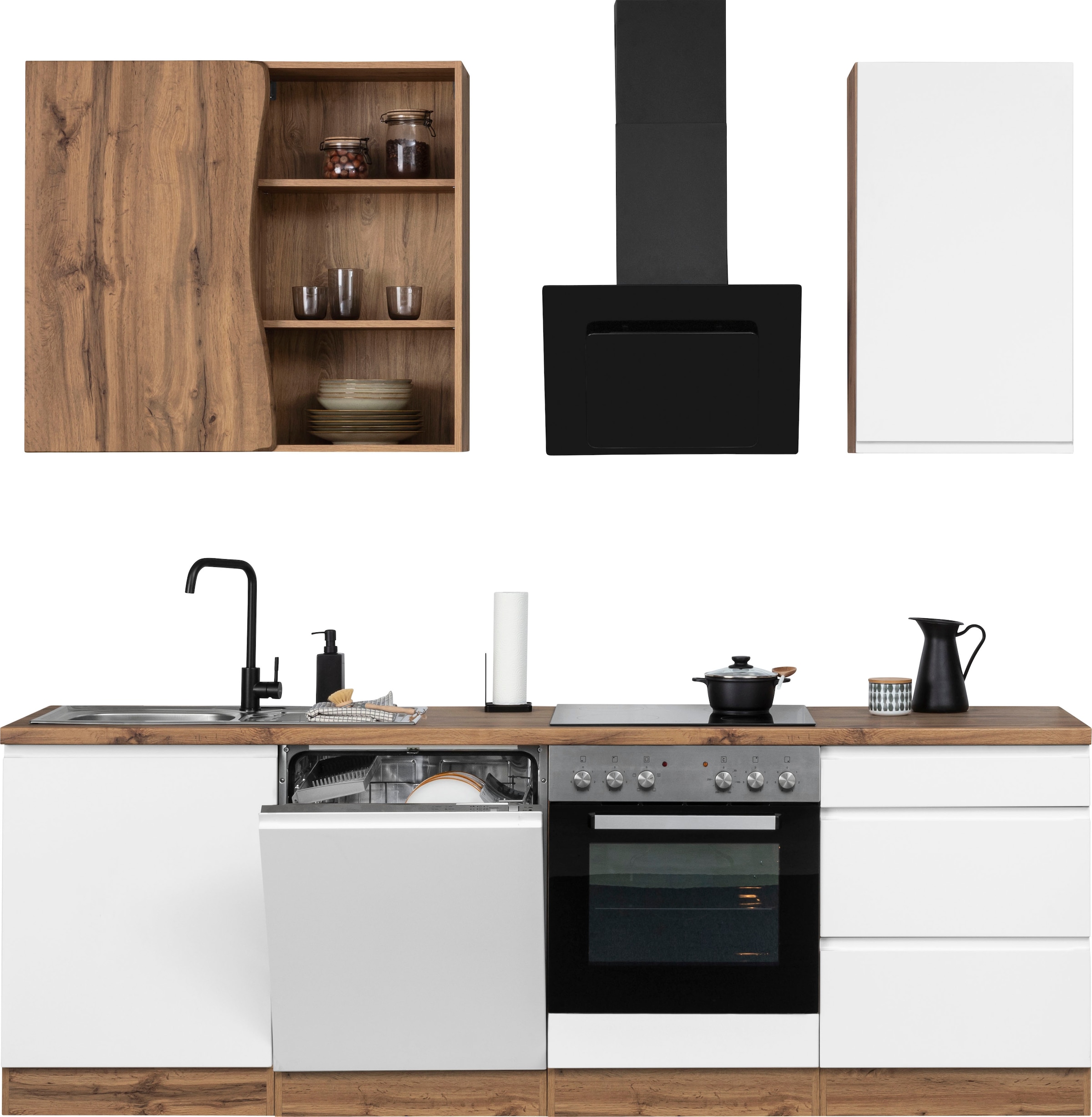 HELD MÖBEL Küche »Bruneck«, bestellen wahlweise E-Geräte, 240cm breit, online ohne hochwertige oder MDF-Fronten mit
