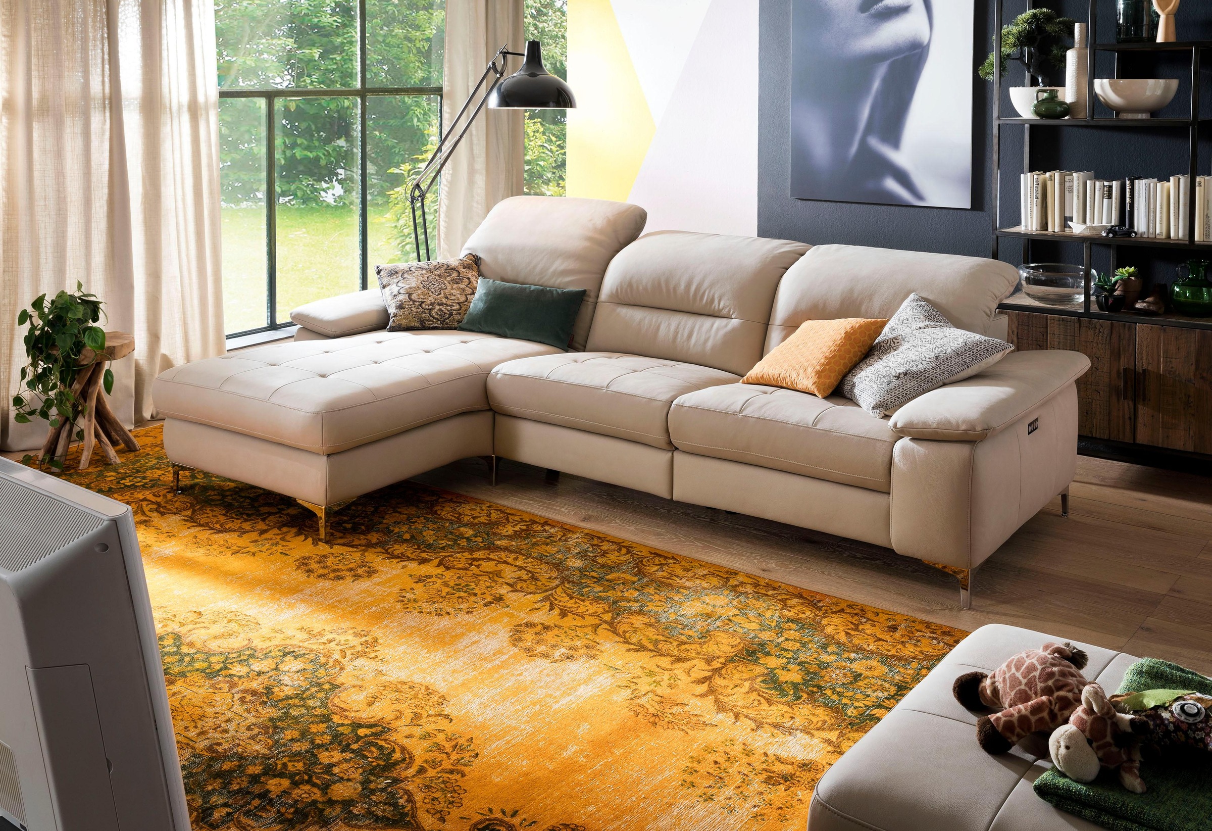 Places of Style Ecksofa »Basel L-Form«, mit vollmotorischer Relaxfunktion und motorischer Recamiere