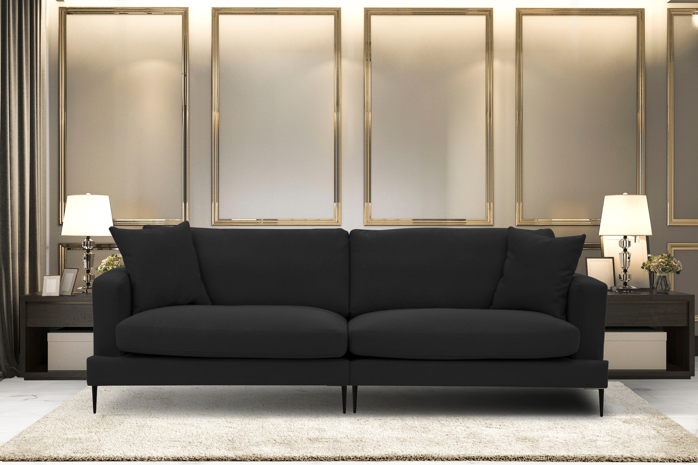 Leonique Big-Sofa "Cozy", mit losen Kissen und Metallbeinen günstig online kaufen