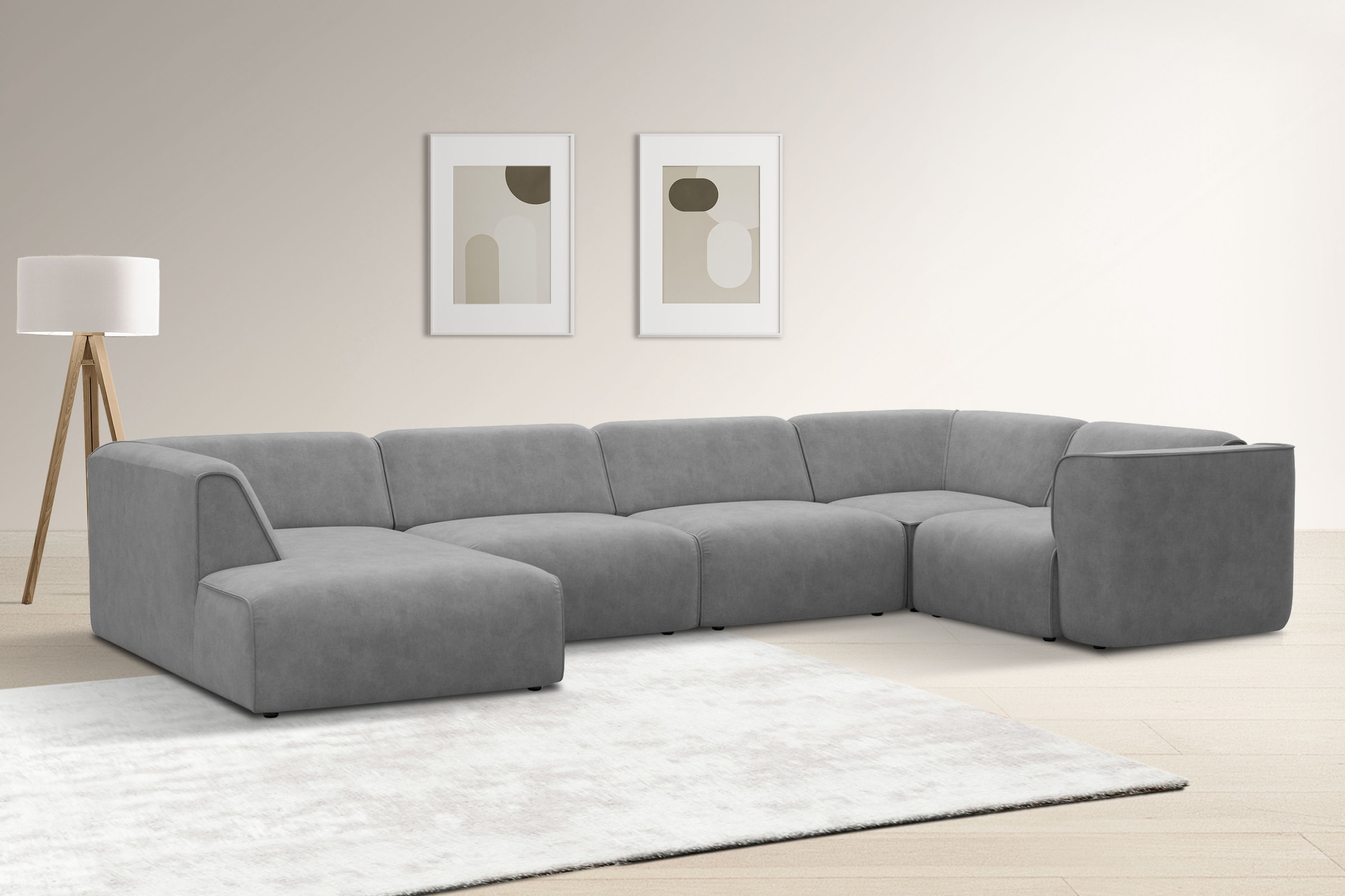 RAUM.ID Wohnlandschaft »Merid U-Form, jederzeit durch Module erweiterbar, B/T/H: 367/206/70 cm«, als Modul oder separat verwendbar, für individuelle Zusammenstellung