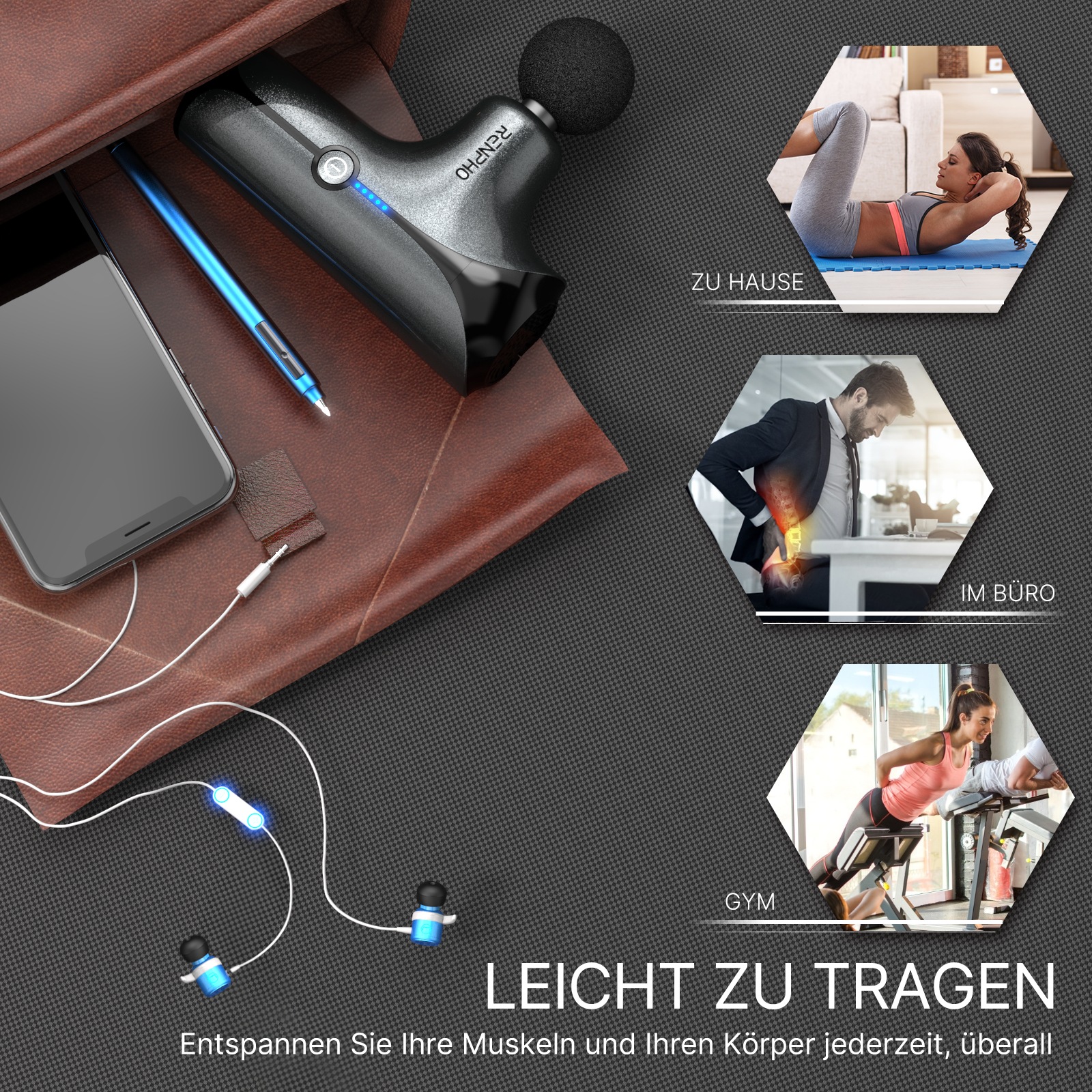 Renpho Massagepistole »Renpho Mini Massage Gun GM173«, Ideal für Menschen, die viel unterwegs sind