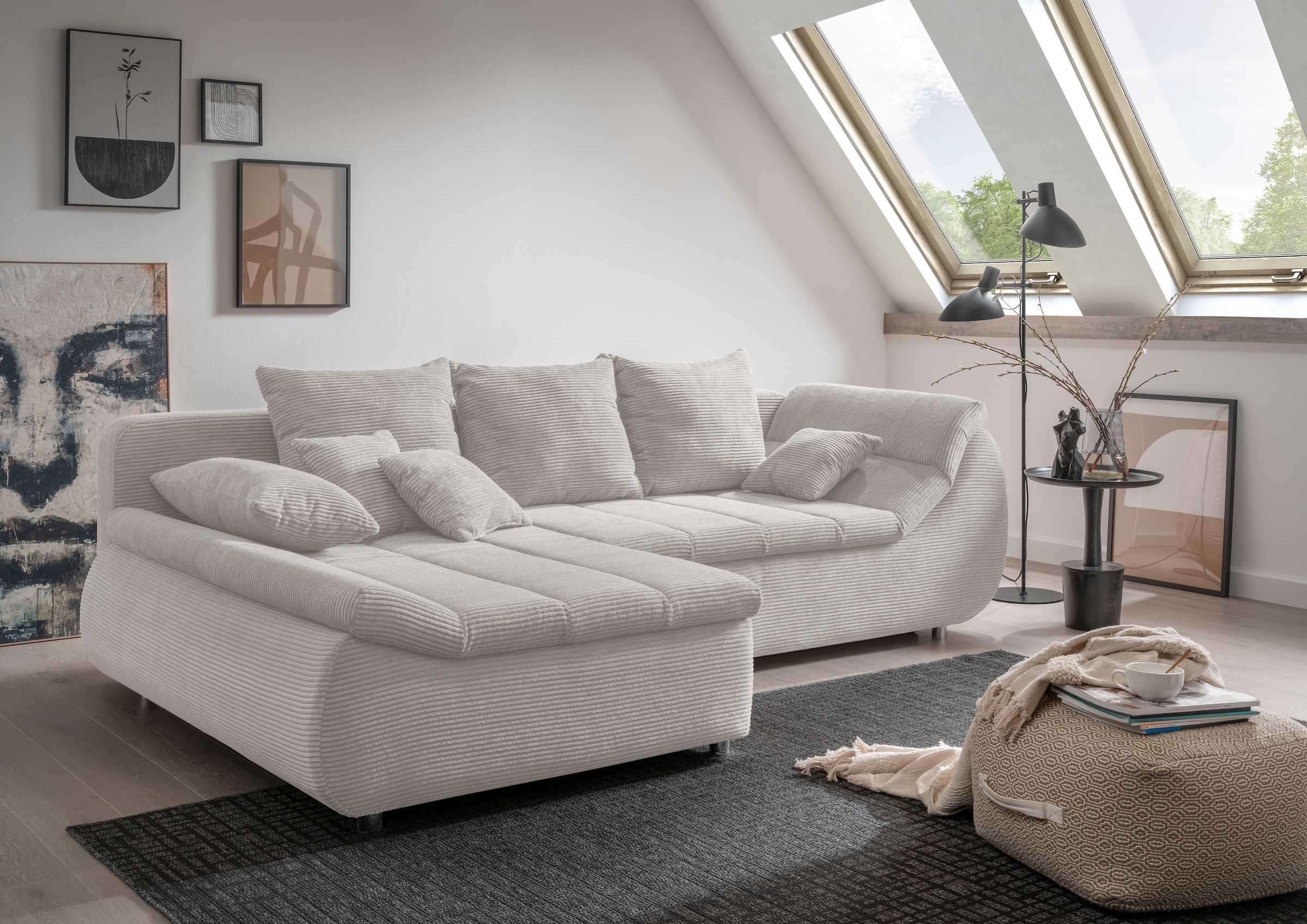 INOSIGN Ecksofa »Imola elegant und bequem, aktuelle Steppung im Sitz, L-For günstig online kaufen