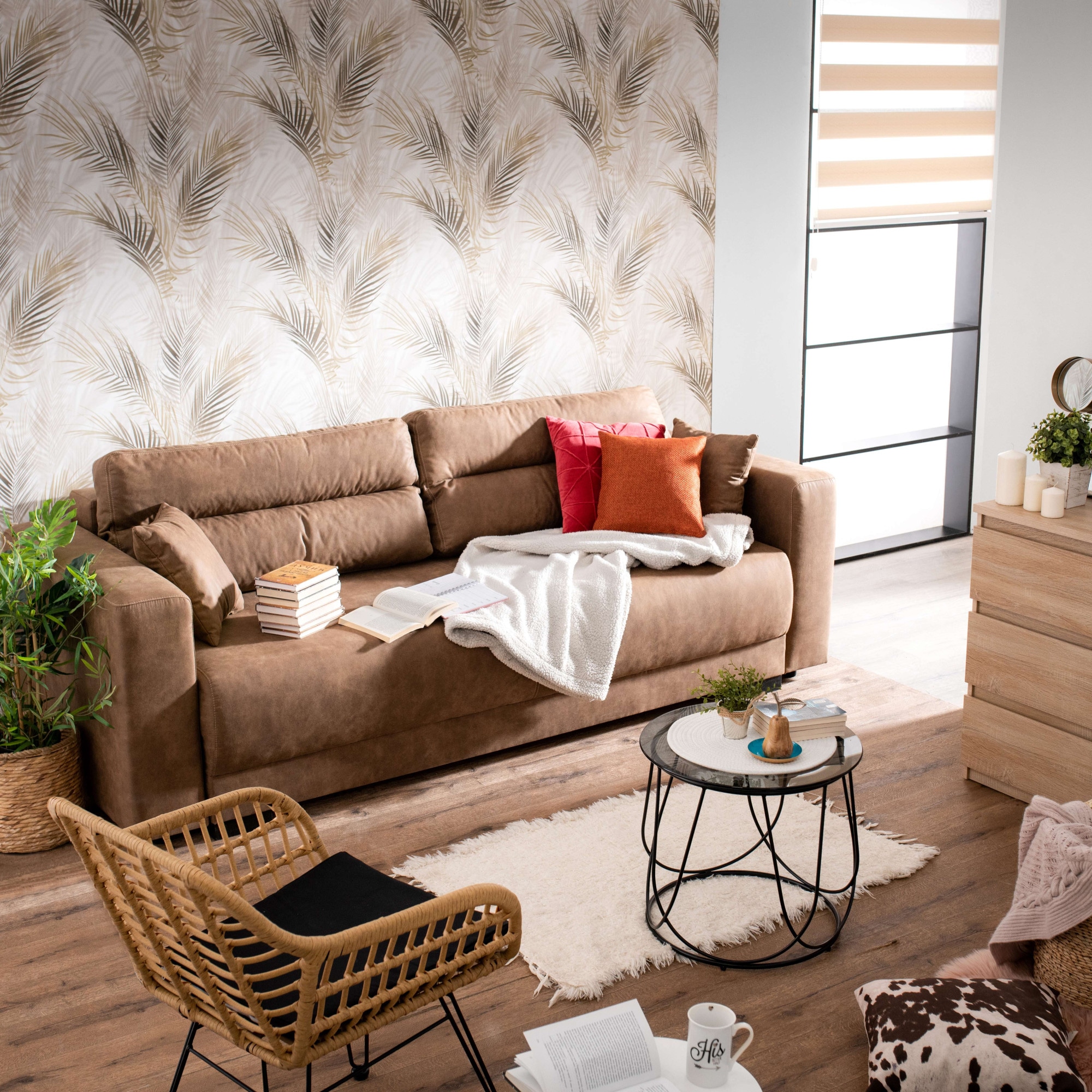INOSIGN Schlafsofa »Witla, 237 cm, (Liegefläche 150/196 cm), mit Bettkasten«, inkl. loser Zier- und Rückenkissen und mit Federkernpolsterung