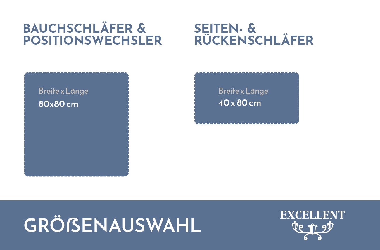 Excellent Federkopfkissen »Venedig Kissen in 6 Größen erhältlich und im Spar Set!«, Füllung: 85% Federn, 15% Daunen, Bezug: 100% Baumwolle, (1 St.), Kopfkissen 40x40, 40x80, 80x80, allergiker geeignet (Hausstaub)