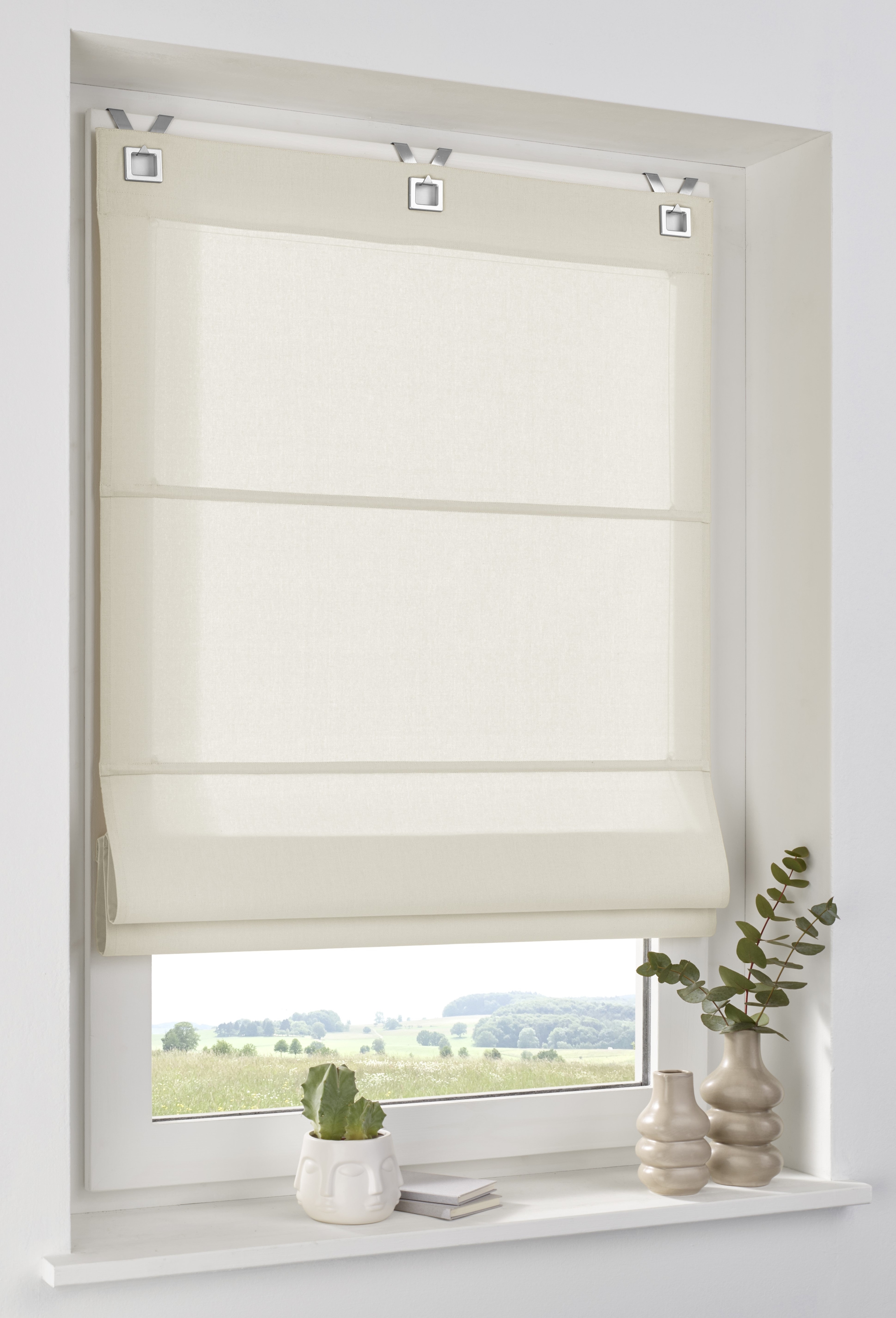 Kutti Raffrollo »Duck in 6 Farben« mit Hakenaufhängung ohne Bohren freihängend modernes Ösen-Design, 100% Baumwolle, blickdicht