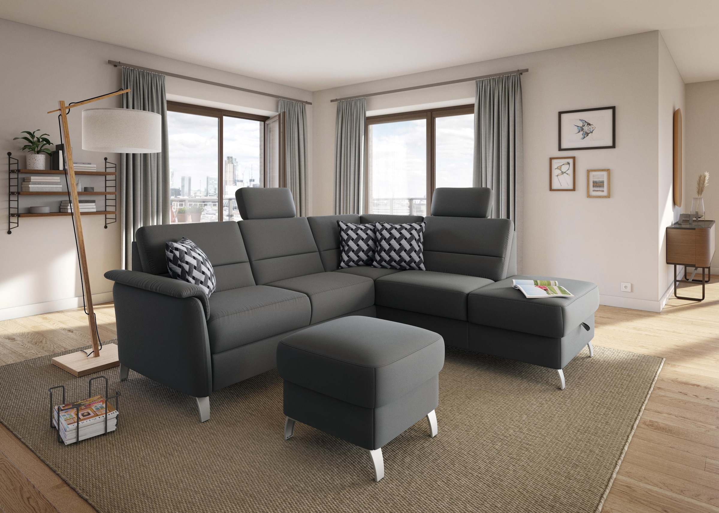 sit&more Ecksofa »Palmera L-Form, B: 236 cm«, optional Bettfunktion & Bettkasten, Federkern