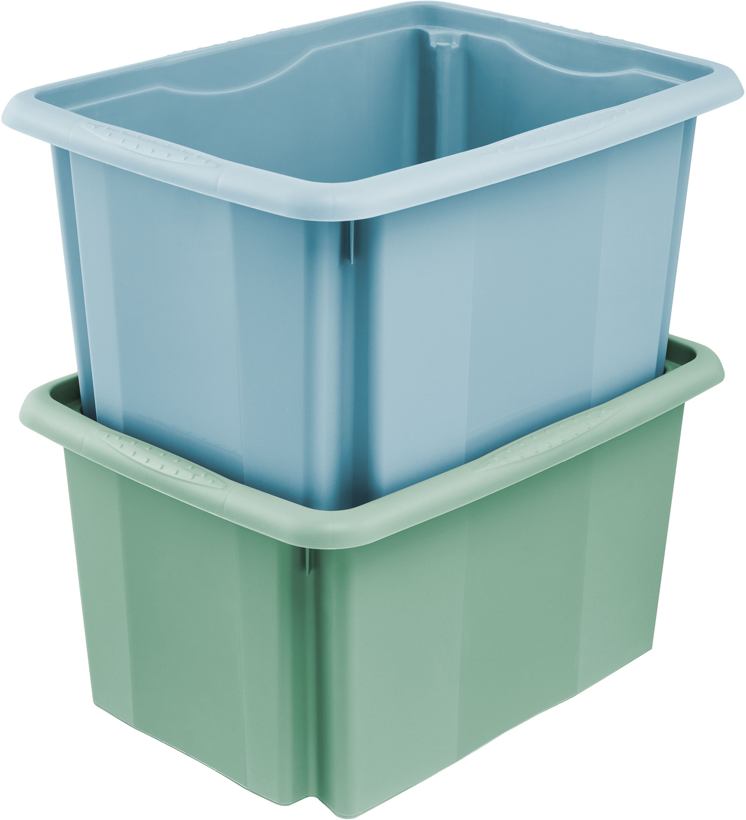 keeeper Aufbewahrungsbox »Emil, Box mit Deckel, 3er Set, 15 L, 38 x 28,5 x 20,5 cm« ineinander und aufeinander stapelbar