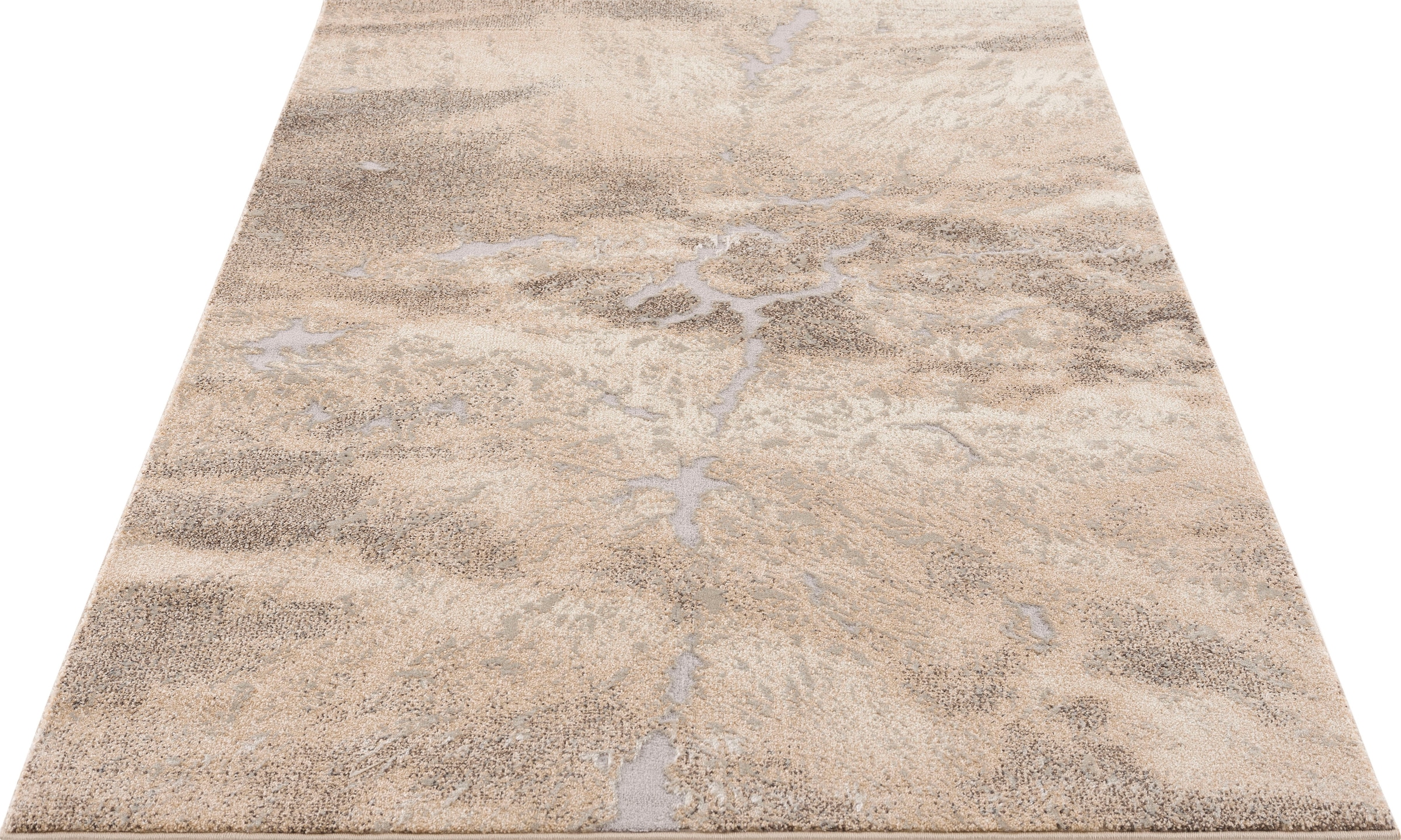 my home Teppich »Marmor«, rechteckig, Teppich in moderner Marmor Optik, Hoch Tief Effekt, flach, einfarbig