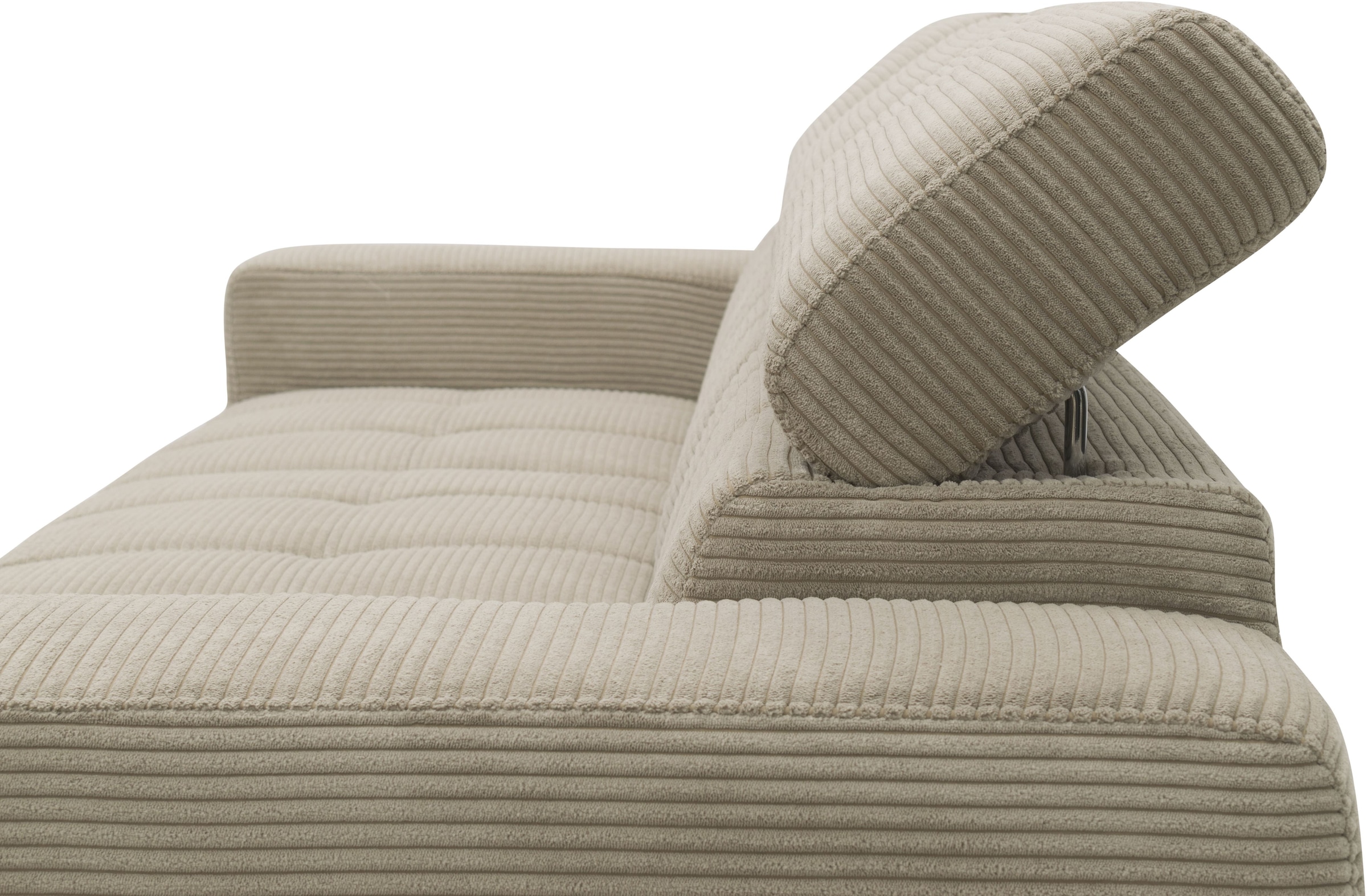 DOMO collection Ecksofa »Trento L-Form, mit Kufenfuß oder Einzelfuß«, wahlweise mit Kopfteilverstellung, Recamiere links/rechts bestellbar