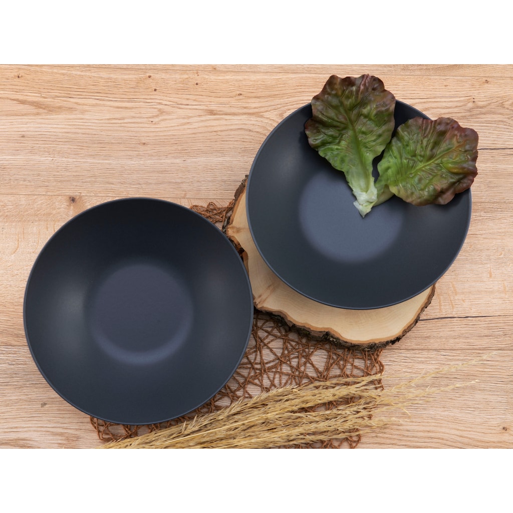 CreaTable Salatschüssel »Soft Touch Black«, 2 tlg., aus Steinzeug