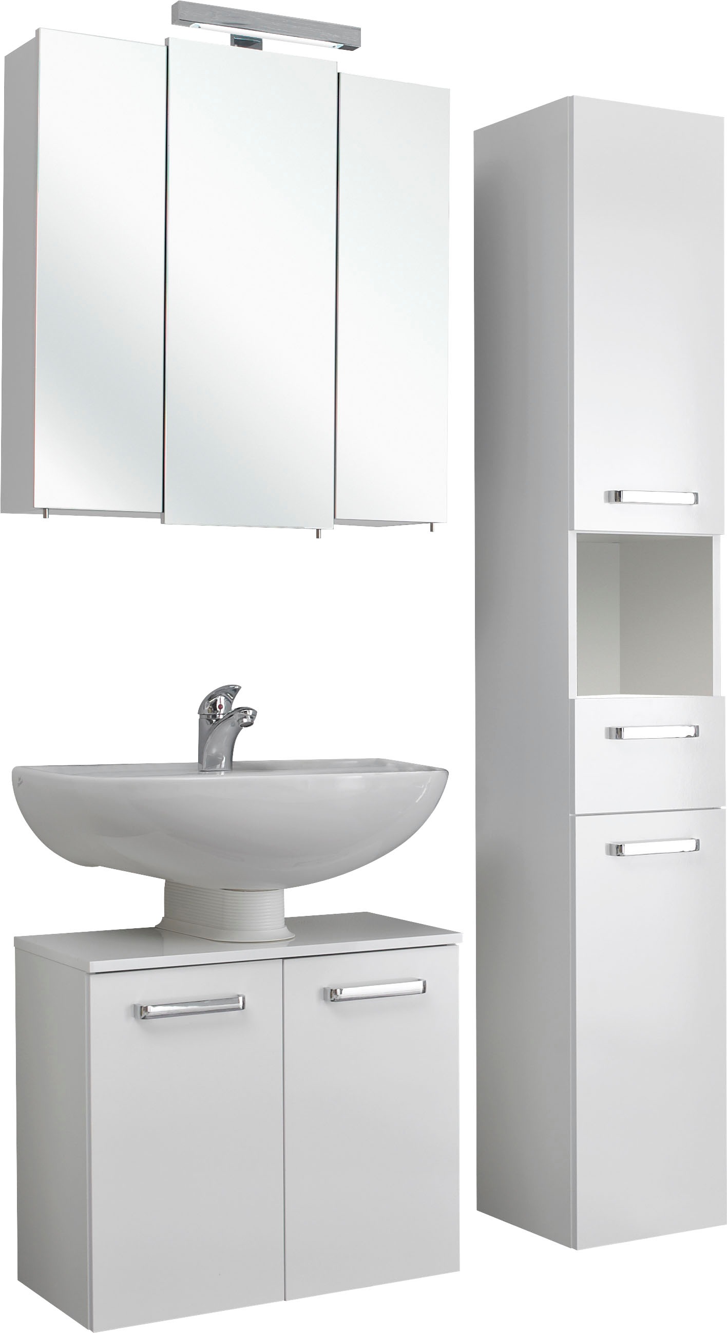 Saphir Badmöbel-Set »Quickset 3-teilig, Waschbeckenunterschrank mit LED-Spi günstig online kaufen