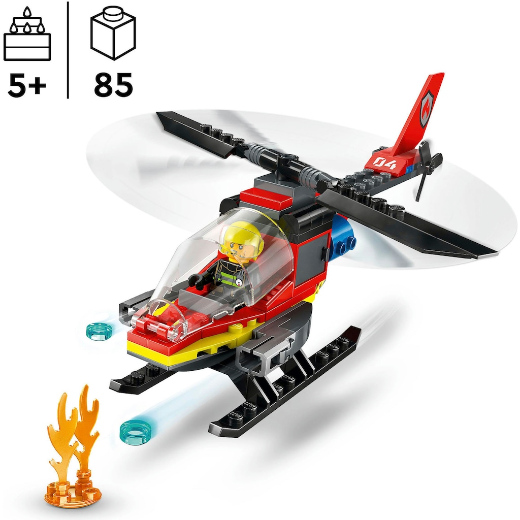 LEGO® Konstruktionsspielsteine »Feuerwehrhubschrauber (60411), LEGO City«, (85 St.)