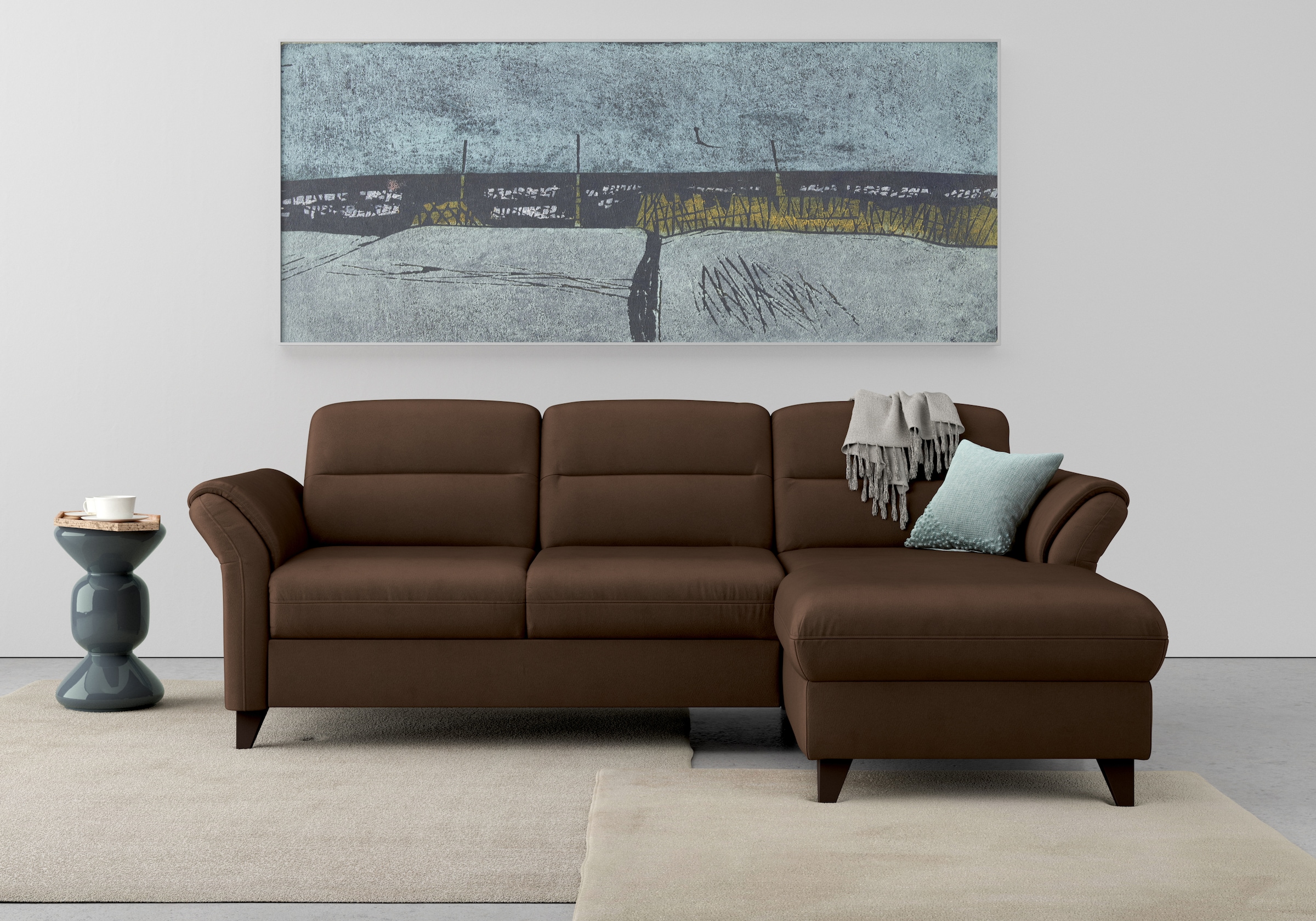 sit&more Ecksofa »Mellum L-Form« Federkern, wahlweise mit Bettfunktion, Bettkasten und Armteilfunktion
