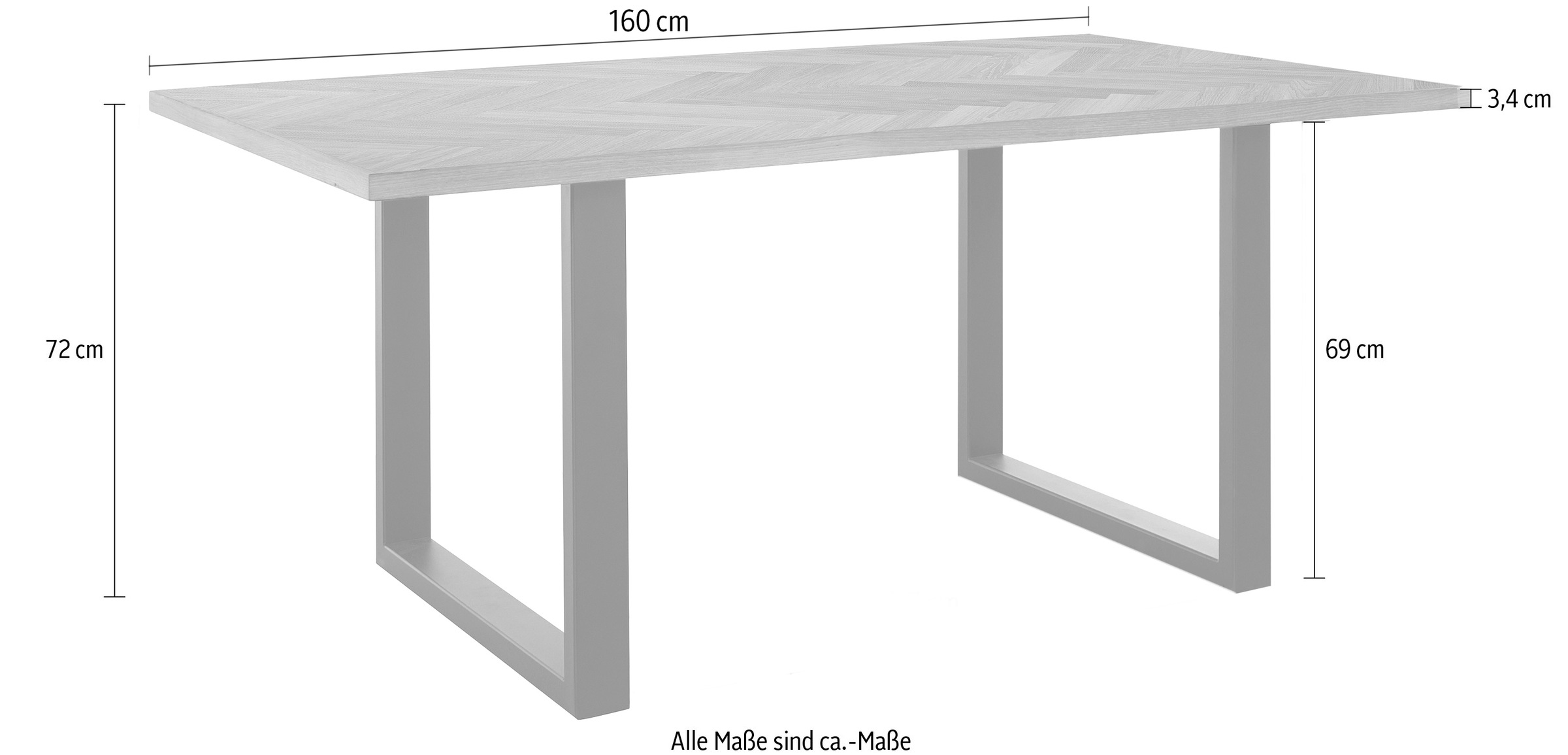 8. Bild von Guido Maria Kretschmer Home&Living Esstisch »Paulus«, mit besonderem Fischgrätmuster aus Eiche massiv