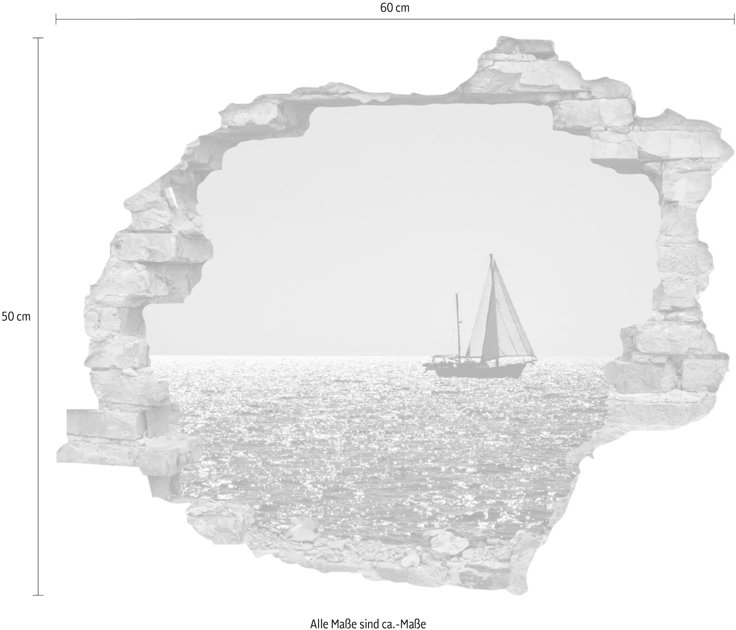 queence Wandtattoo »Segelboot«, (1 St.), Wandsticker, Wandbild, selbstklebend, 3D, Wanddurchbruch