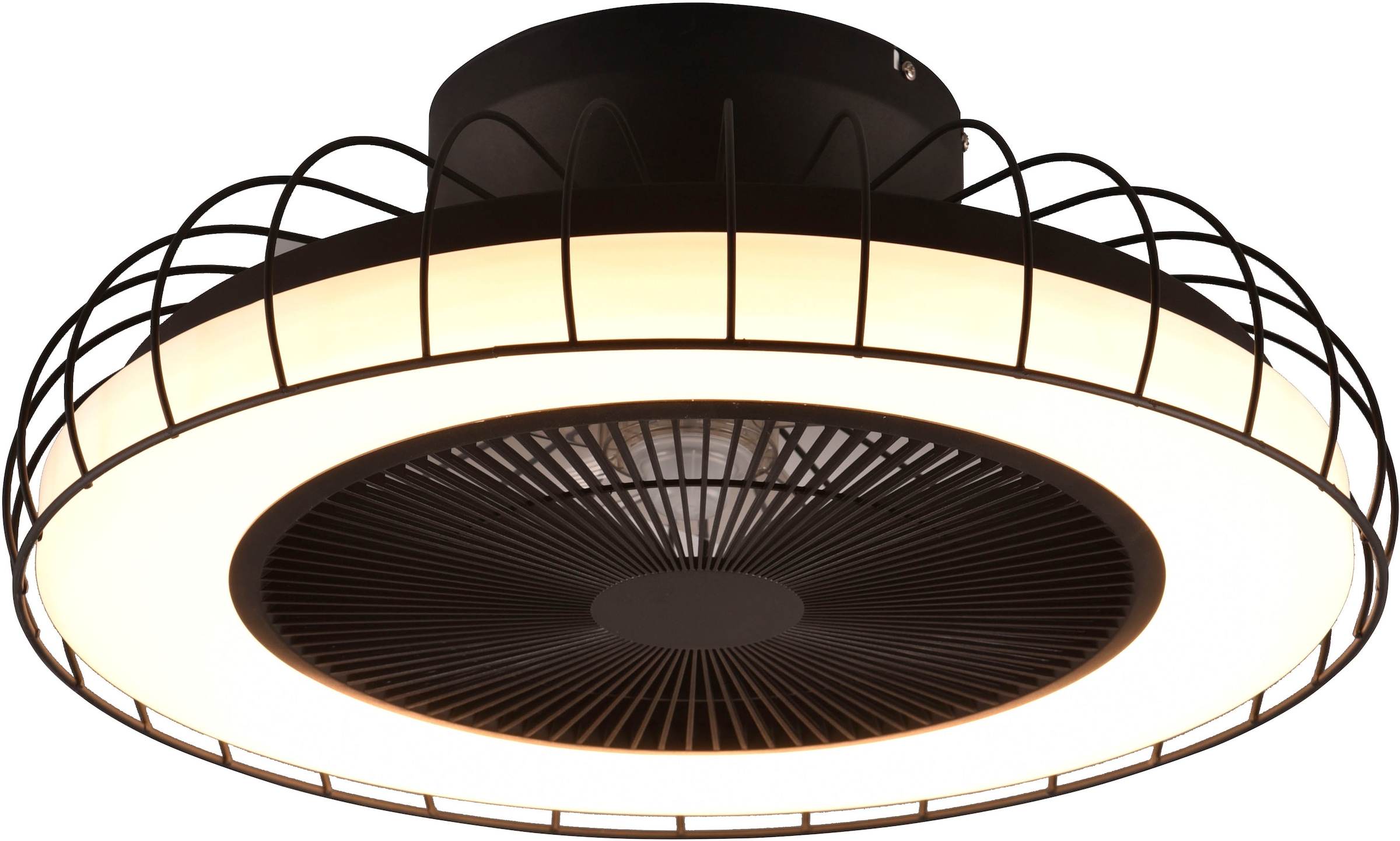 REALITY Leuchten LED Deckenleuchte »Sandfjord Deckenventilator«, 1 flammig, Leuchtmittel LED-Board | LED fest integriert, Deckenlampe, Ventilator 3 Stufen,WiZ Smart Home,Lichtfarbe einstellbar